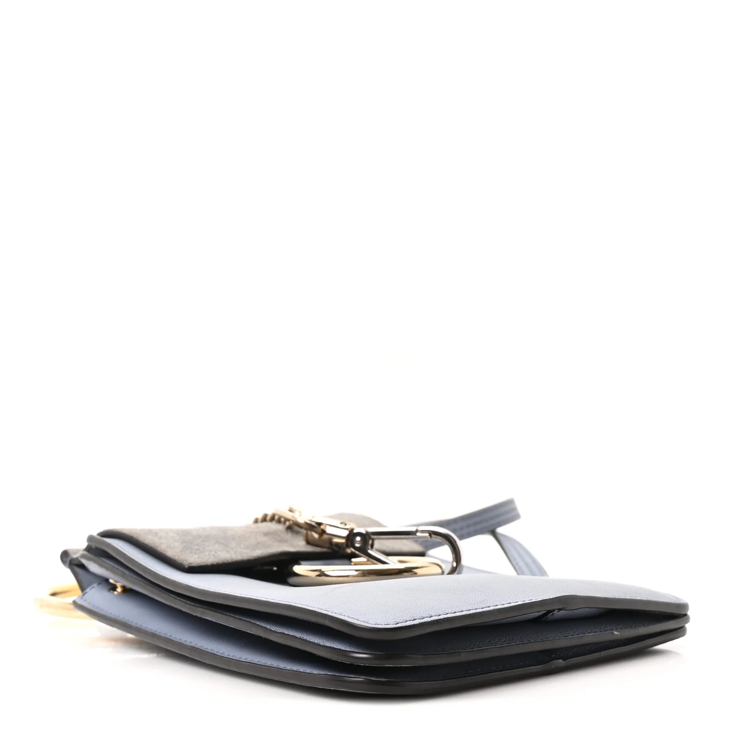 Suede Calfskin Mini Faye Bracelet Bag Washed Blue - Image 4