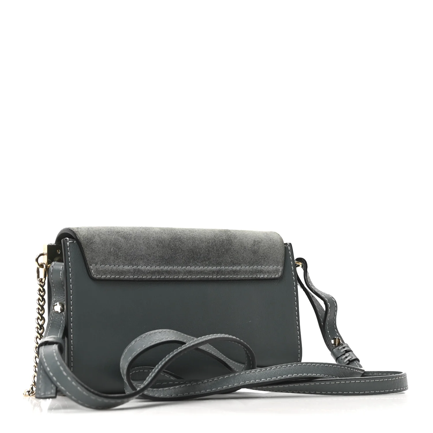 Suede Calfskin Mini Faye Shoulder Bag Cloudy Blue - Image 3