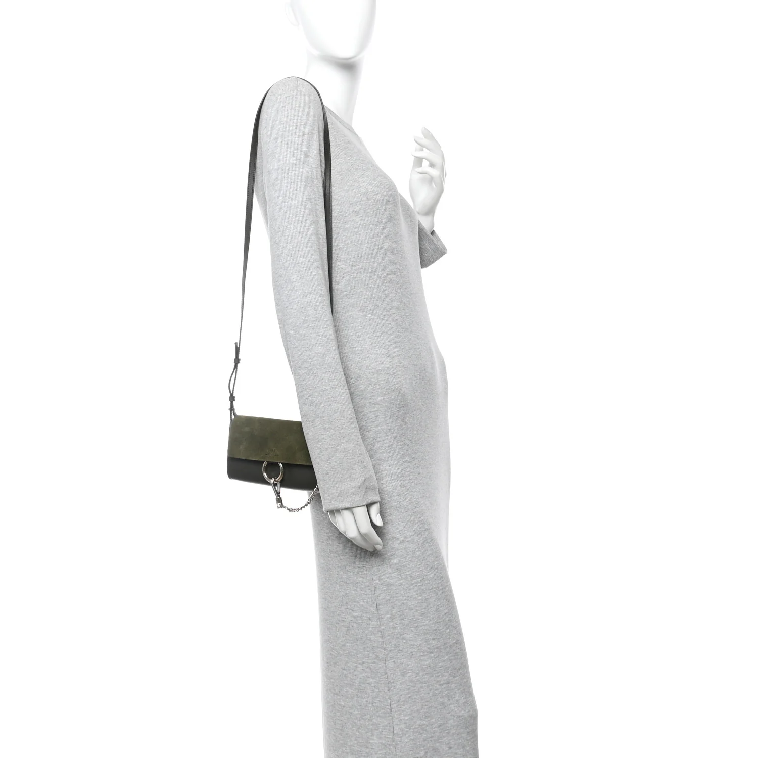 Suede Calfskin Mini Faye Shoulder Bag Deep Forest - Image 2