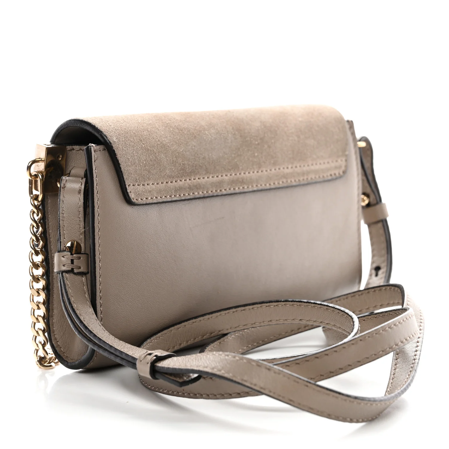 Suede Calfskin Mini Faye Shoulder Bag Motty Grey - Image 3