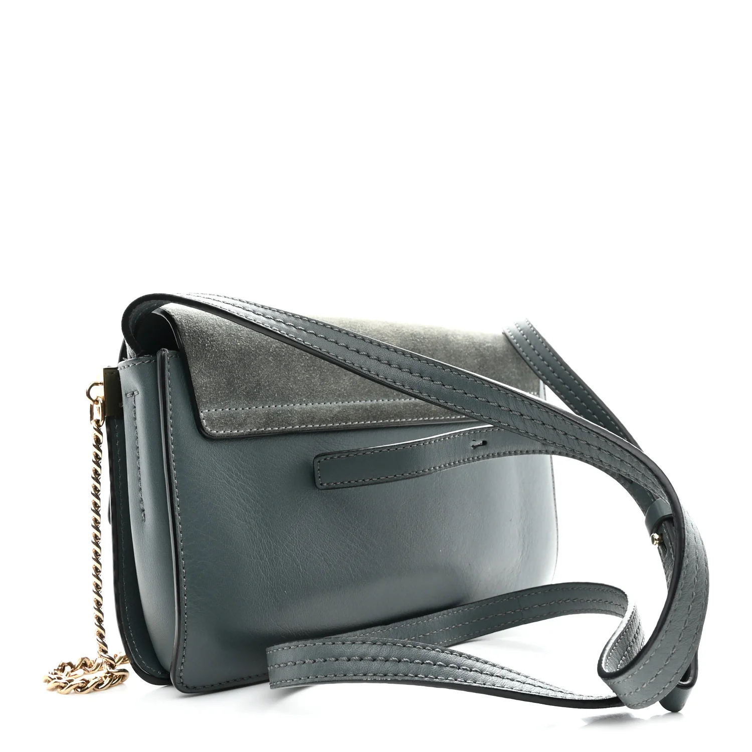 Suede Calfskin Small Faye Shoulder Bag Cloudy Blue - Image 4