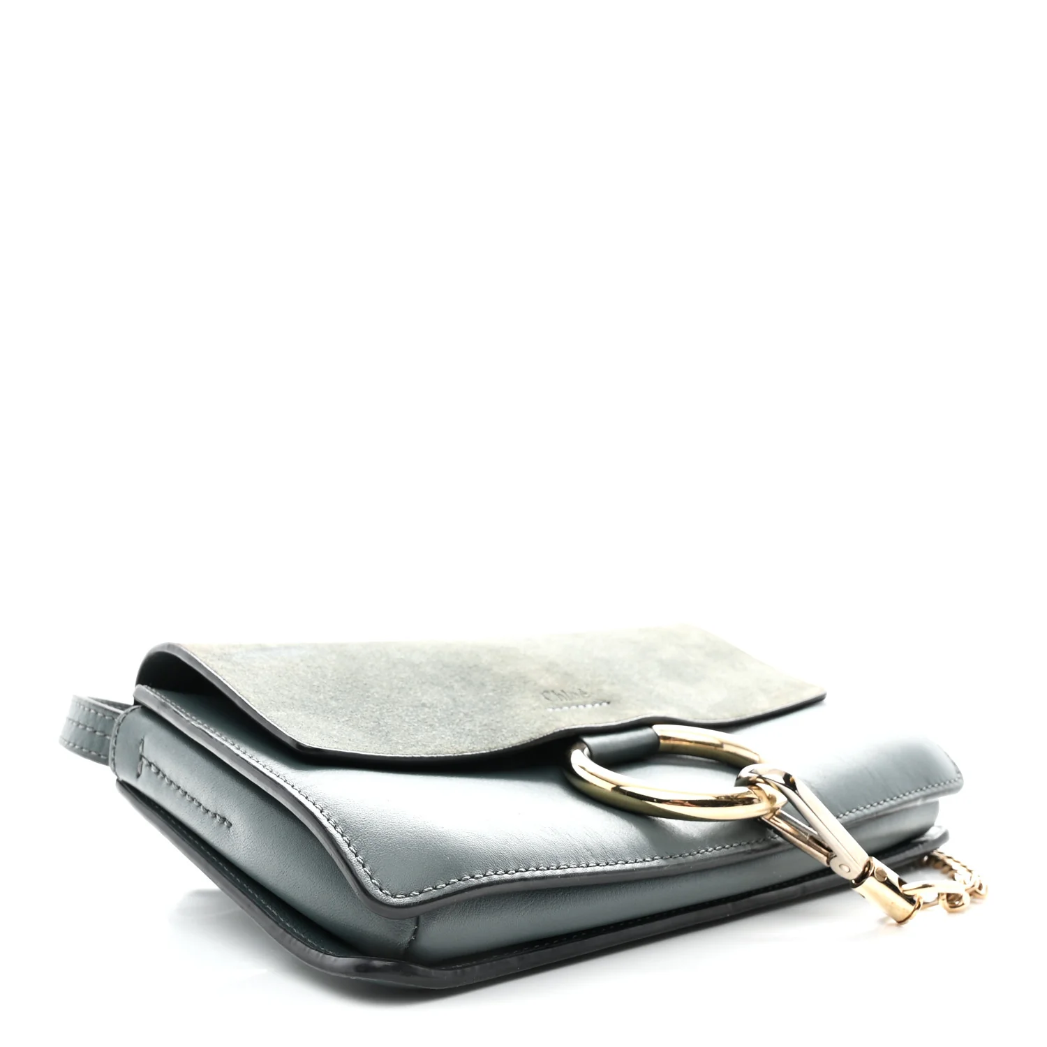 Suede Calfskin Small Faye Shoulder Bag Cloudy Blue - Image 6