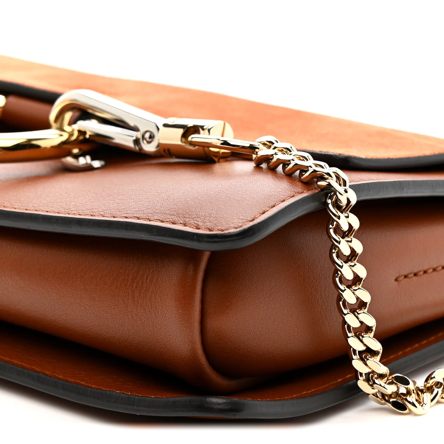 Suede Calfskin Small Faye Shoulder Bag Tobacco - Image 11