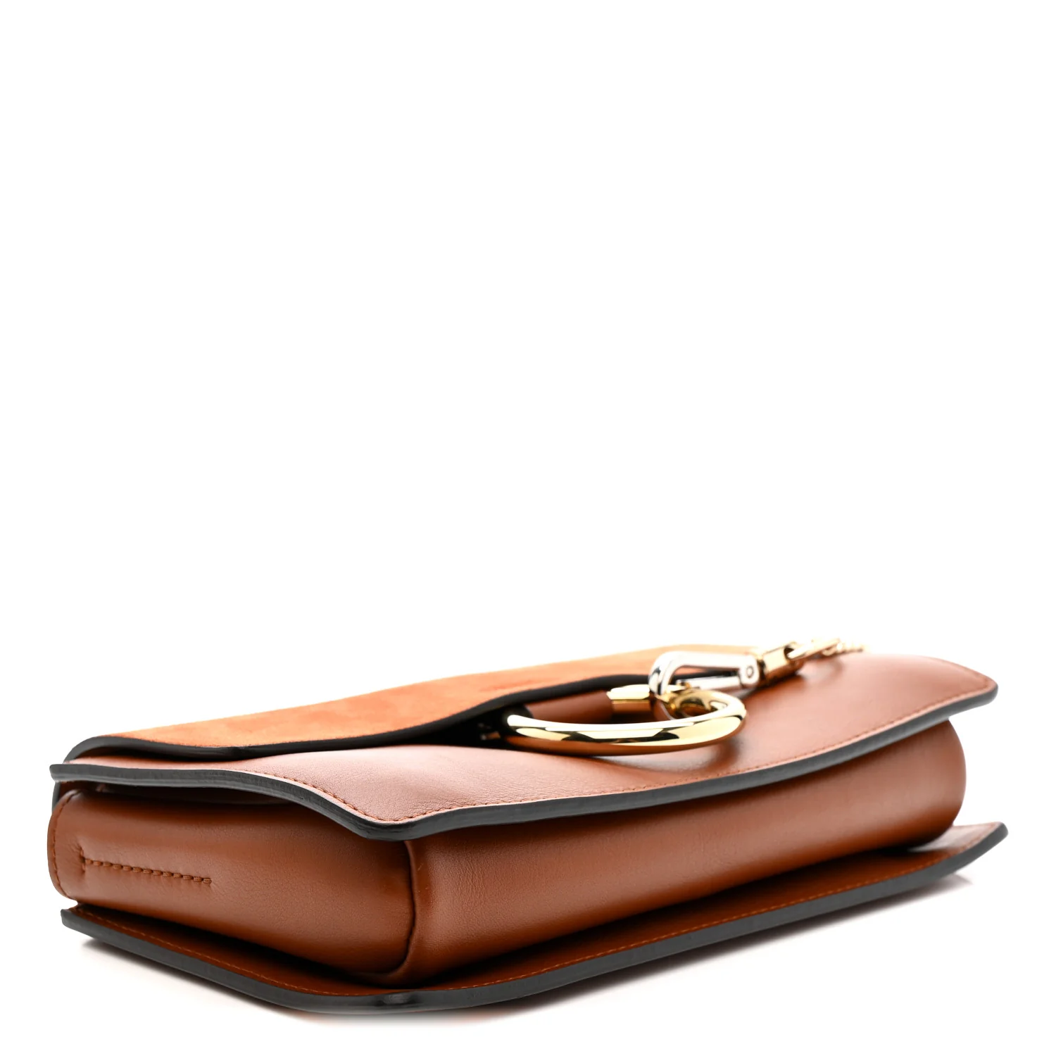 Suede Calfskin Small Faye Shoulder Bag Tobacco - Image 4
