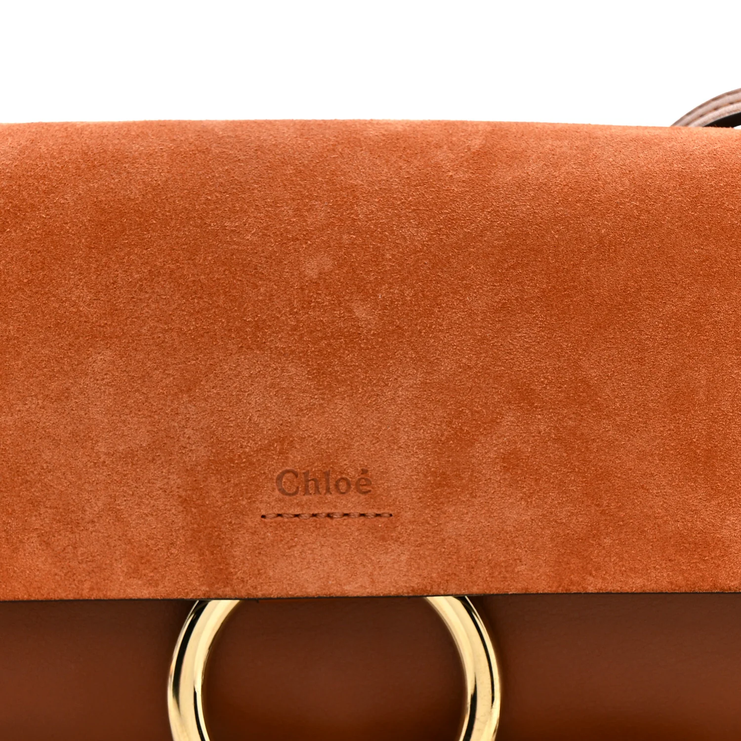 Suede Calfskin Small Faye Shoulder Bag Tobacco - Image 9