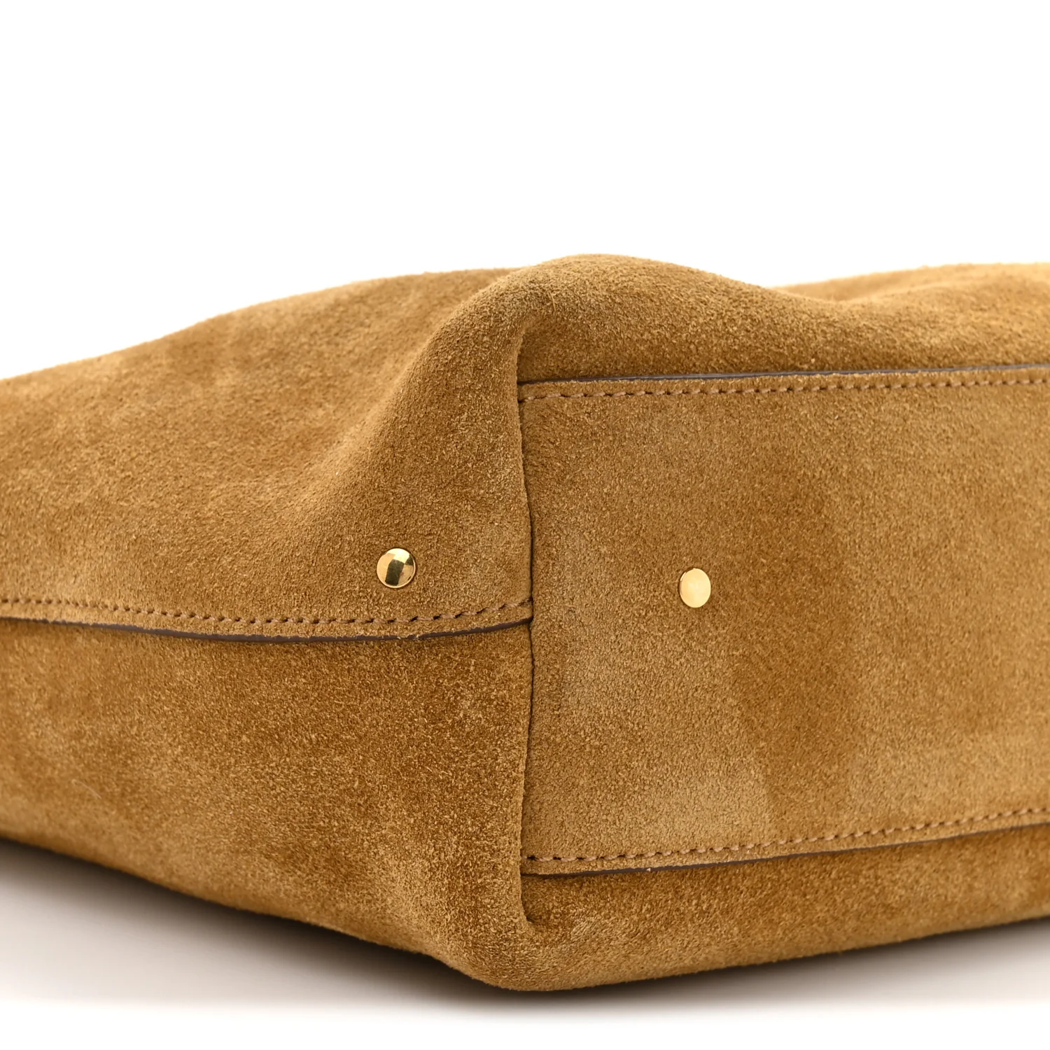 Suede Calfskin Small Marcie Hobo Bag Gold Khaki - Image 10