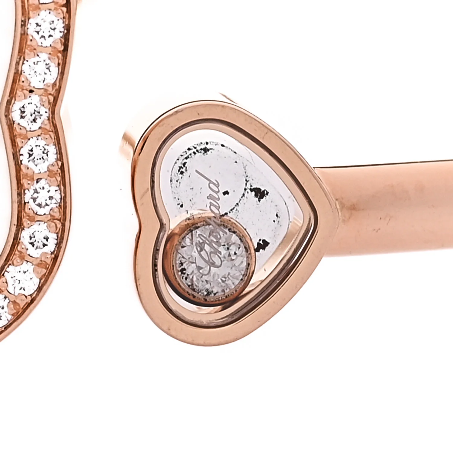 18K Rose Gold Diamond Mother of Pearl Pave Happy Hearts Bangle Bracelet - Image 7