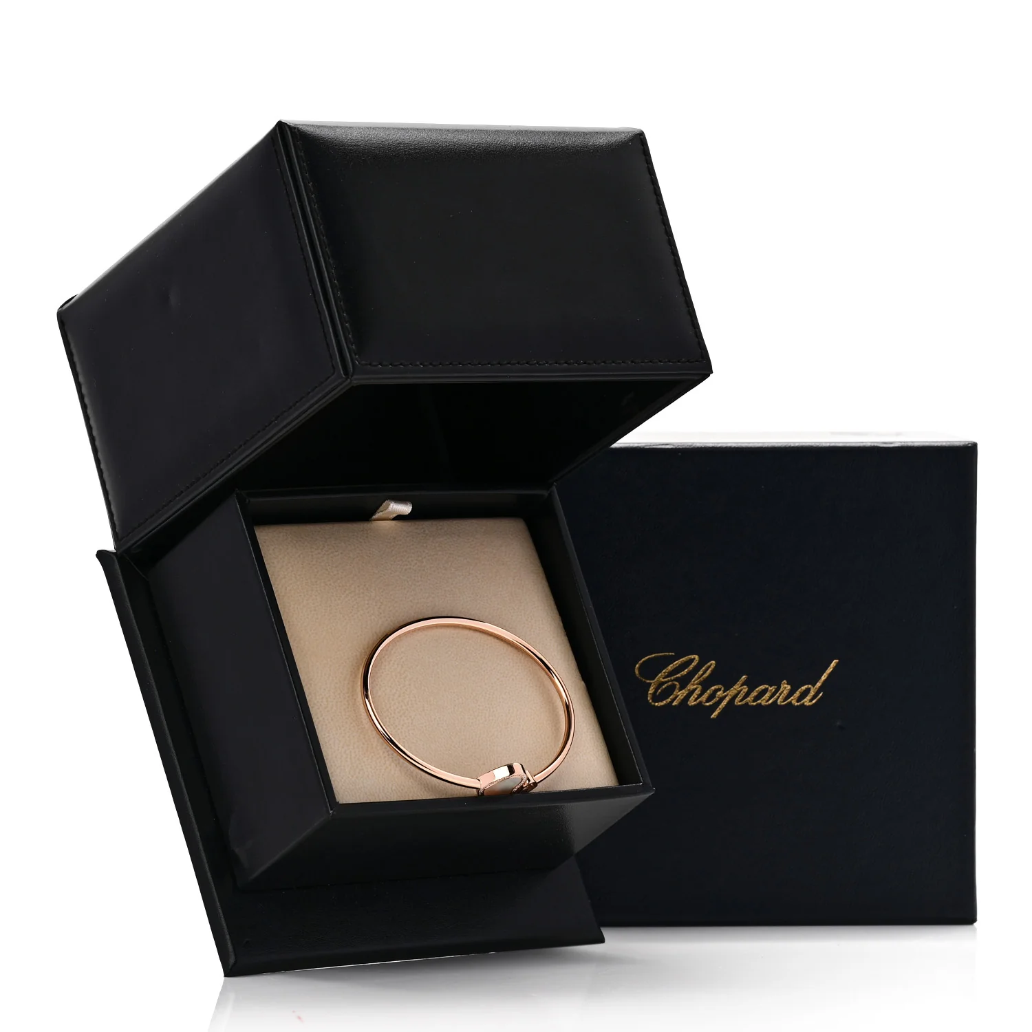 18K Rose Gold Diamond Mother of Pearl Pave Happy Hearts Bangle Bracelet - Image 8