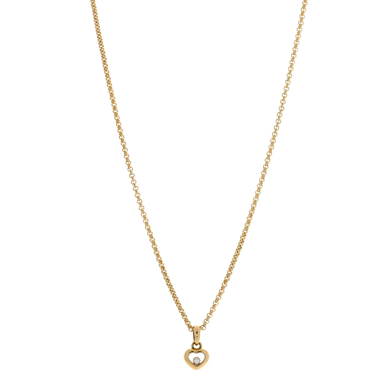 18K Yellow Gold Diamond Happy Diamonds Icons Floating Heart Pendant Necklace