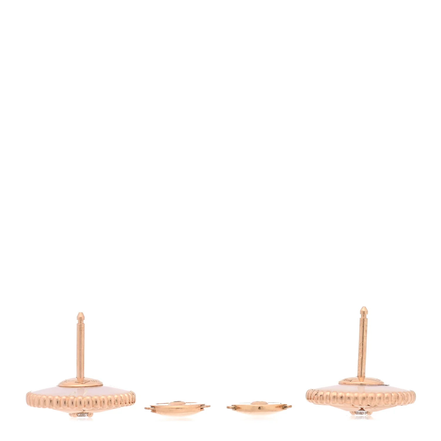 18K Rose Gold Diamond Pink Opal Rose Des Vents Earrings - Image 3