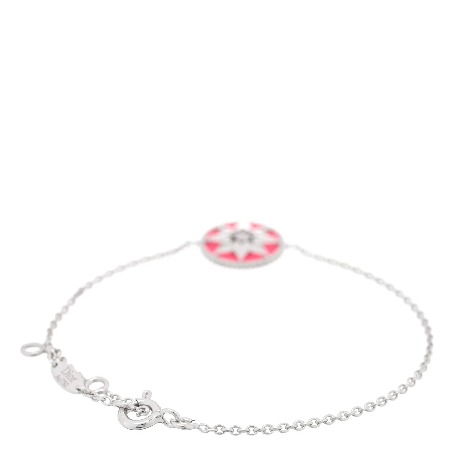 18K White Gold Diamond Enamel Rose Des Vents Bracelet Pink - Image 2