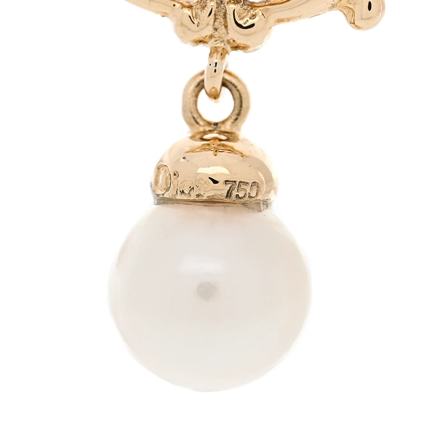 18K Yellow Gold Diamond Cultured Pearl Logo Pendant - Image 4