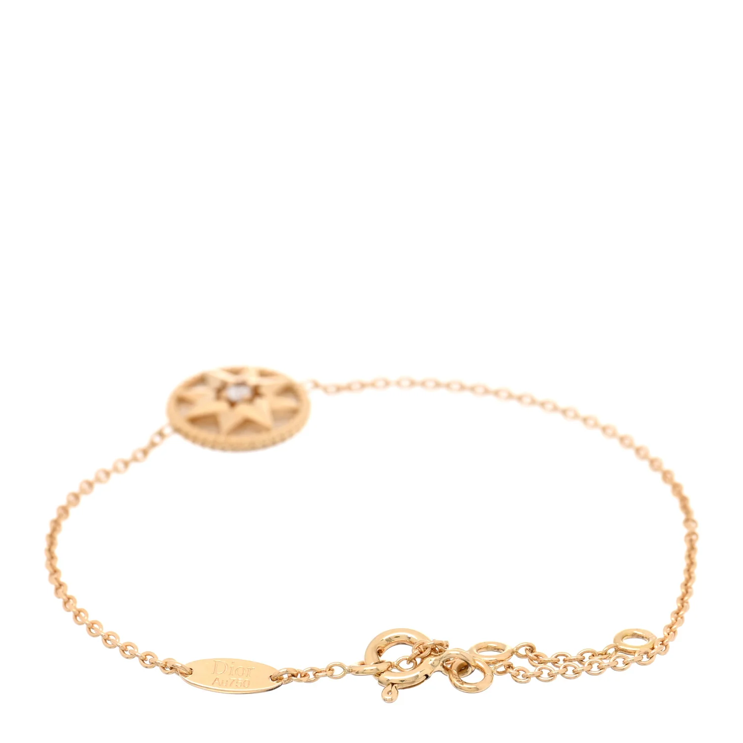 18K Yellow Gold Diamond Mother of Pearl Rose Des Vents Bracelet - Image 2