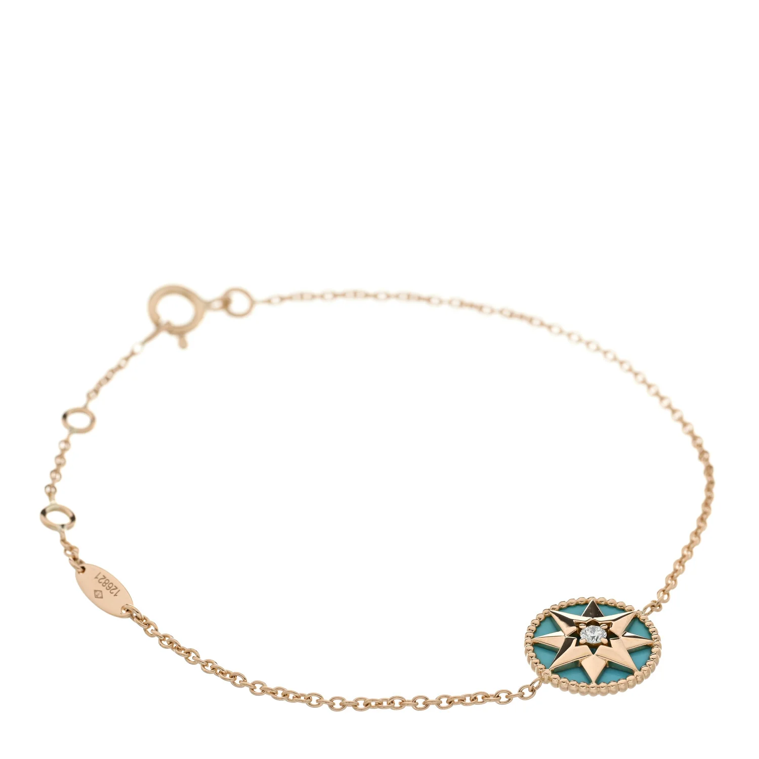 18K Yellow Gold Diamond Turquoise Rose des Vents Bracelet