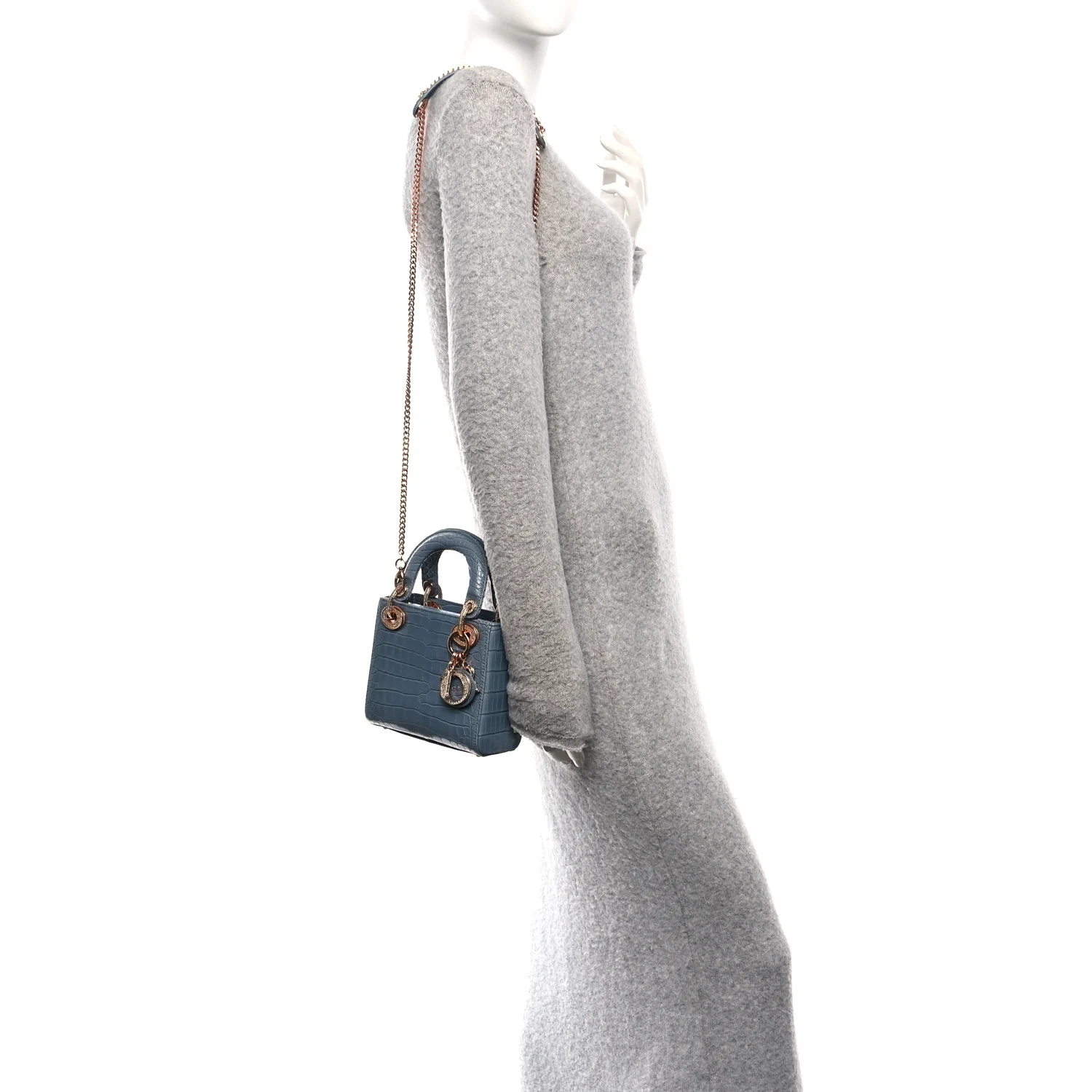 Alligator Crystal Mini Lady Dior Blue - Image 2