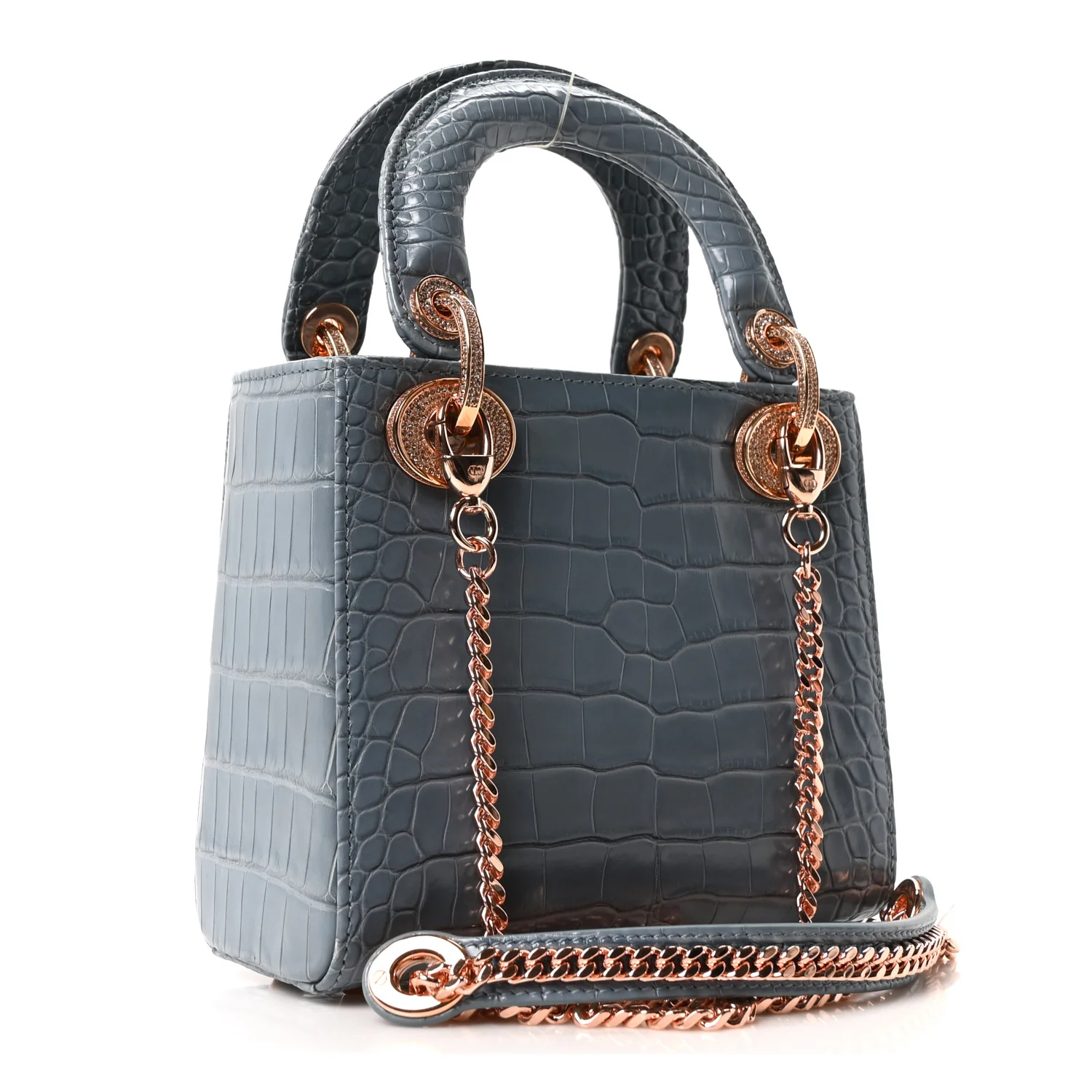 Alligator Crystal Mini Lady Dior Blue - Image 3