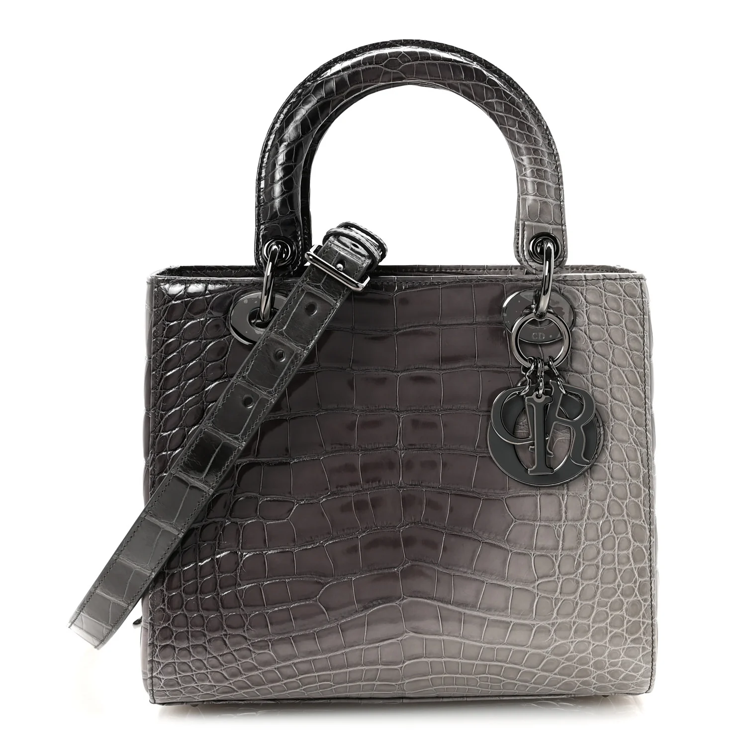 Alligator Medium Lady Dior Grey