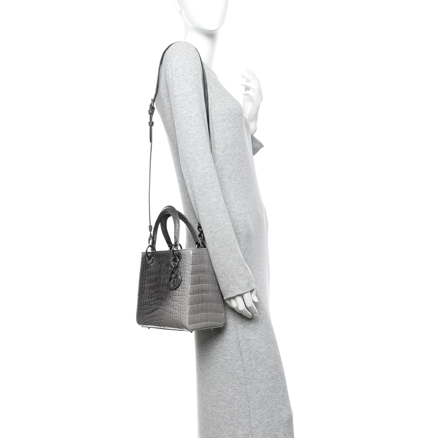 Alligator Medium Lady Dior Grey - Image 2