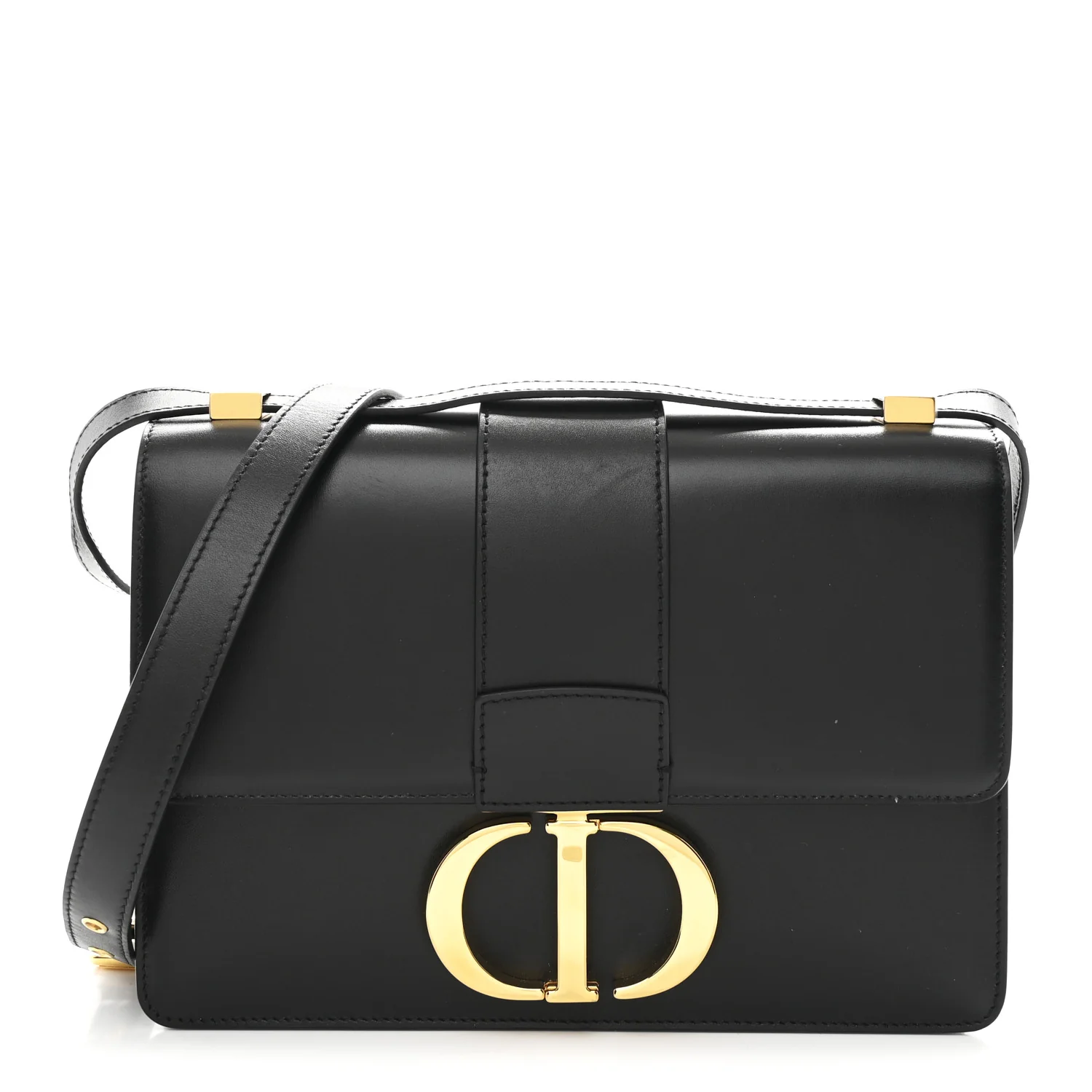 Box Calfskin 30 Montaigne Flap Bag Black