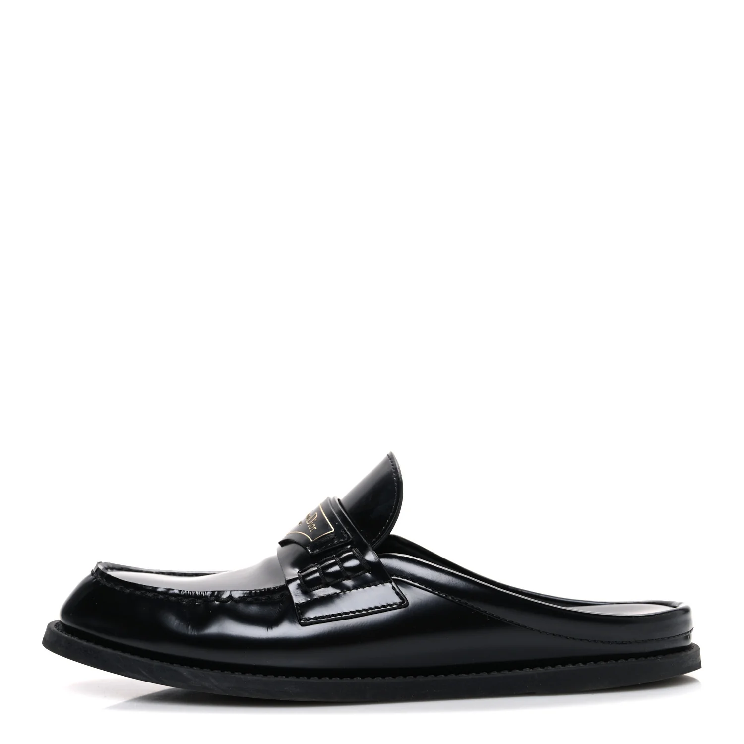 Brushed Calfskin Boy Loafer Mule 36 Black