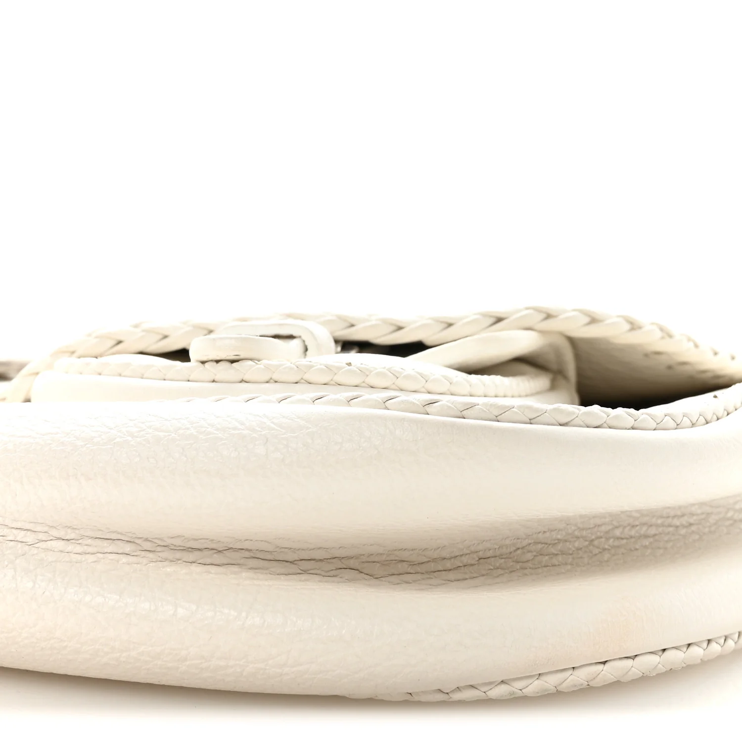 Calfskin Braided Gaucho Double Saddle Bag White - Image 10