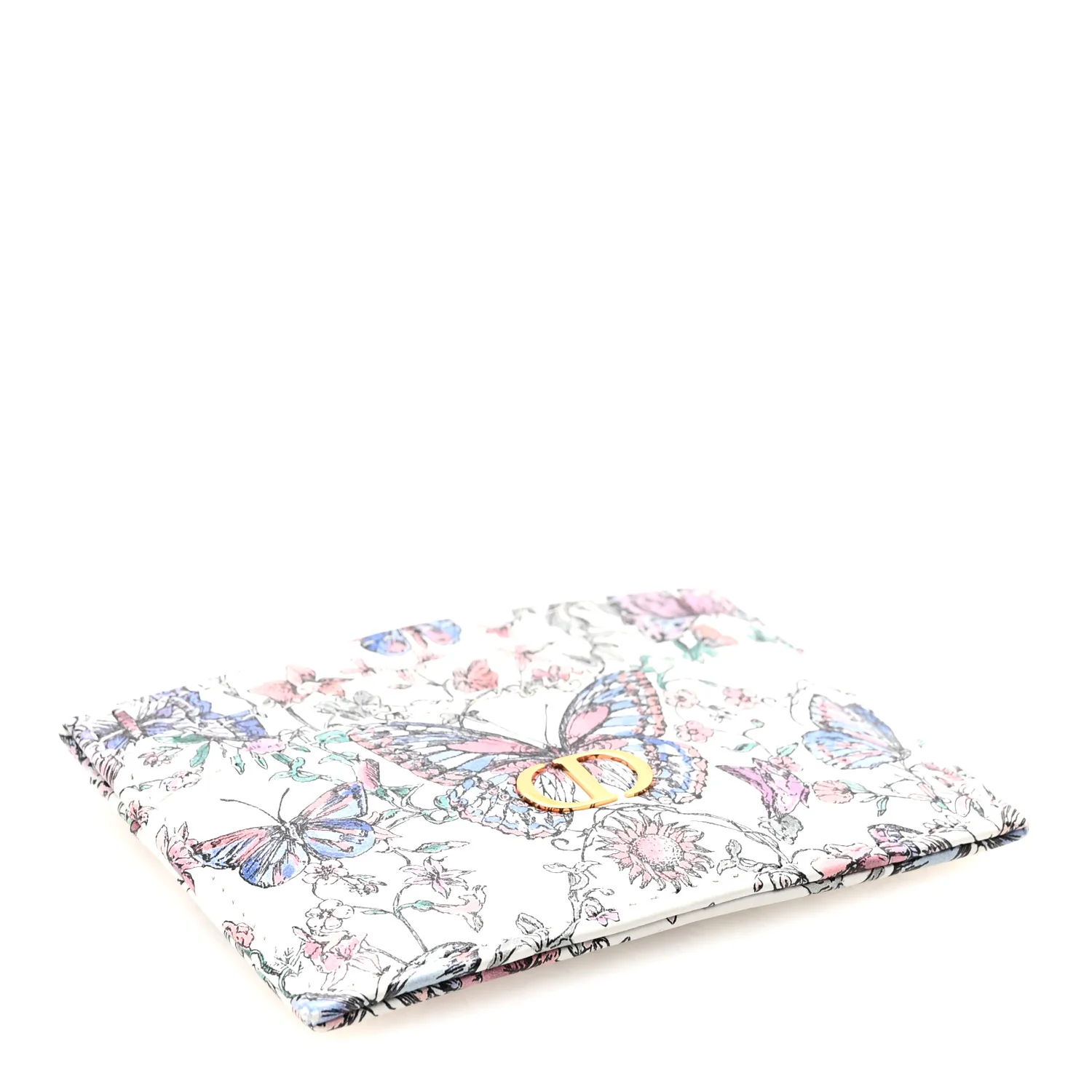 Calfskin Butterfly Printed Caro Five-Slot Card Holder White Multicolor - Image 4