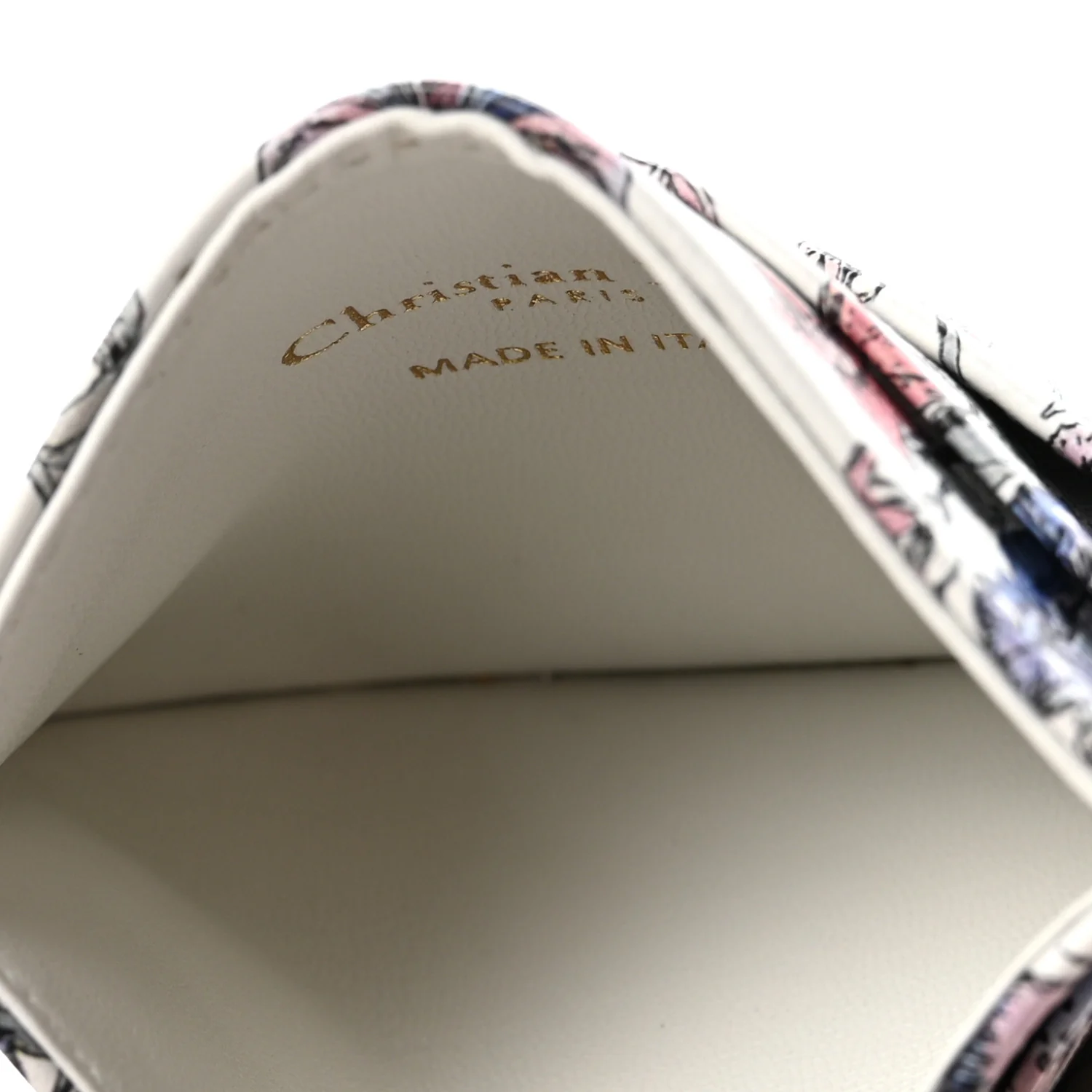 Calfskin Butterfly Printed Caro Five-Slot Card Holder White Multicolor - Image 5