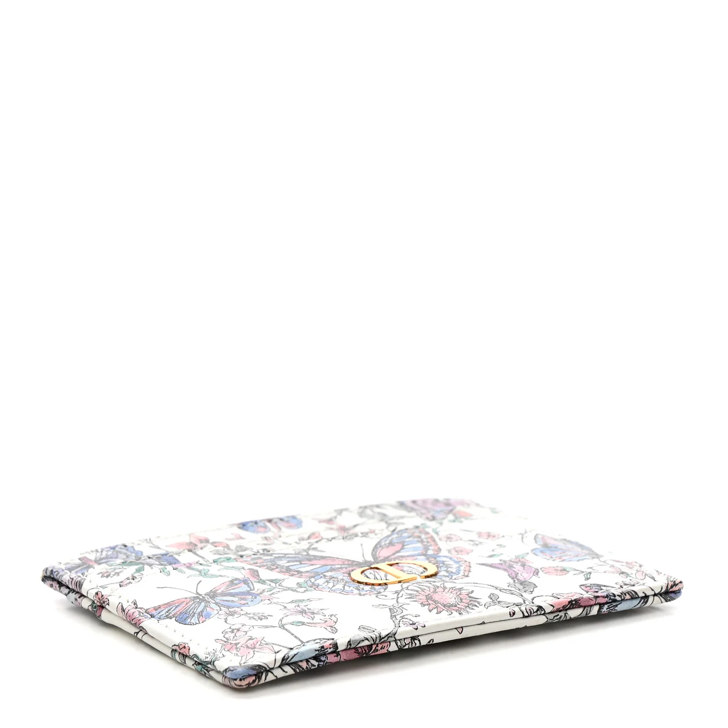 Calfskin Butterfly Printed Caro Five-Slot Card Holder White Multicolor - Image 4
