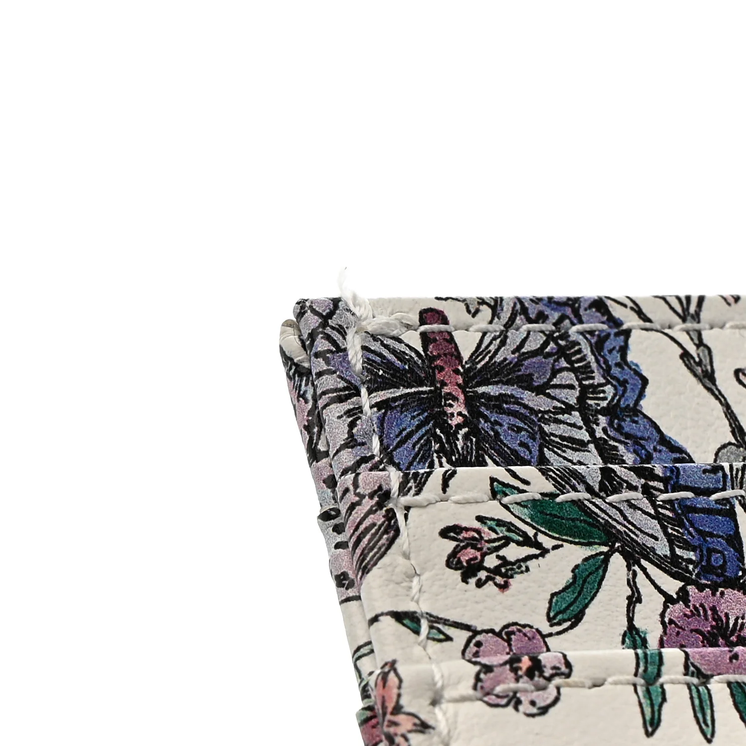 Calfskin Butterfly Printed Caro Five-Slot Card Holder White Multicolor - Image 9