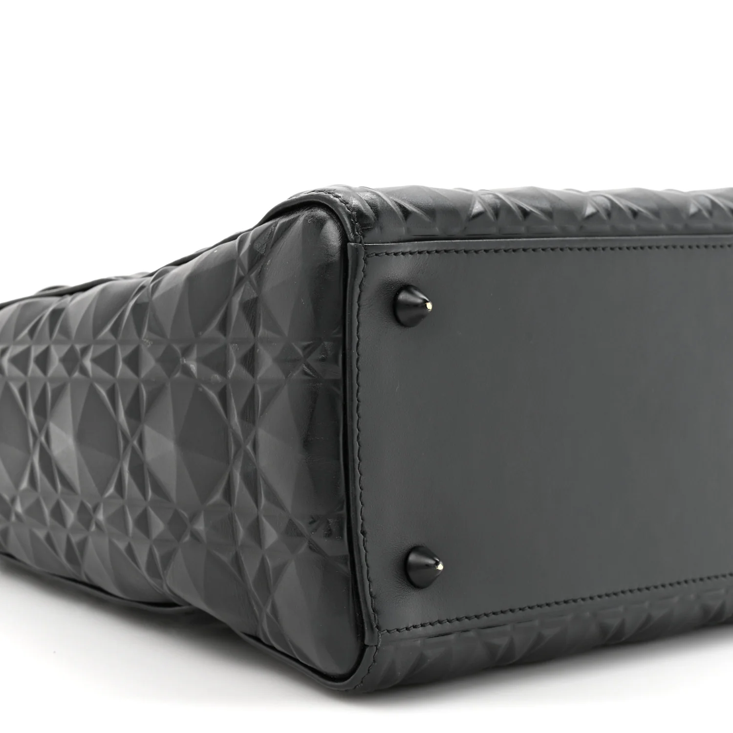 Calfskin Cannage Diamond Cannage Medium Lady Dior Black - Image 10