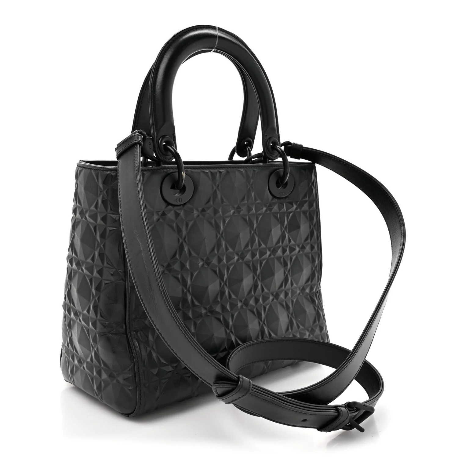 Calfskin Cannage Diamond Cannage Medium Lady Dior Black - Image 3