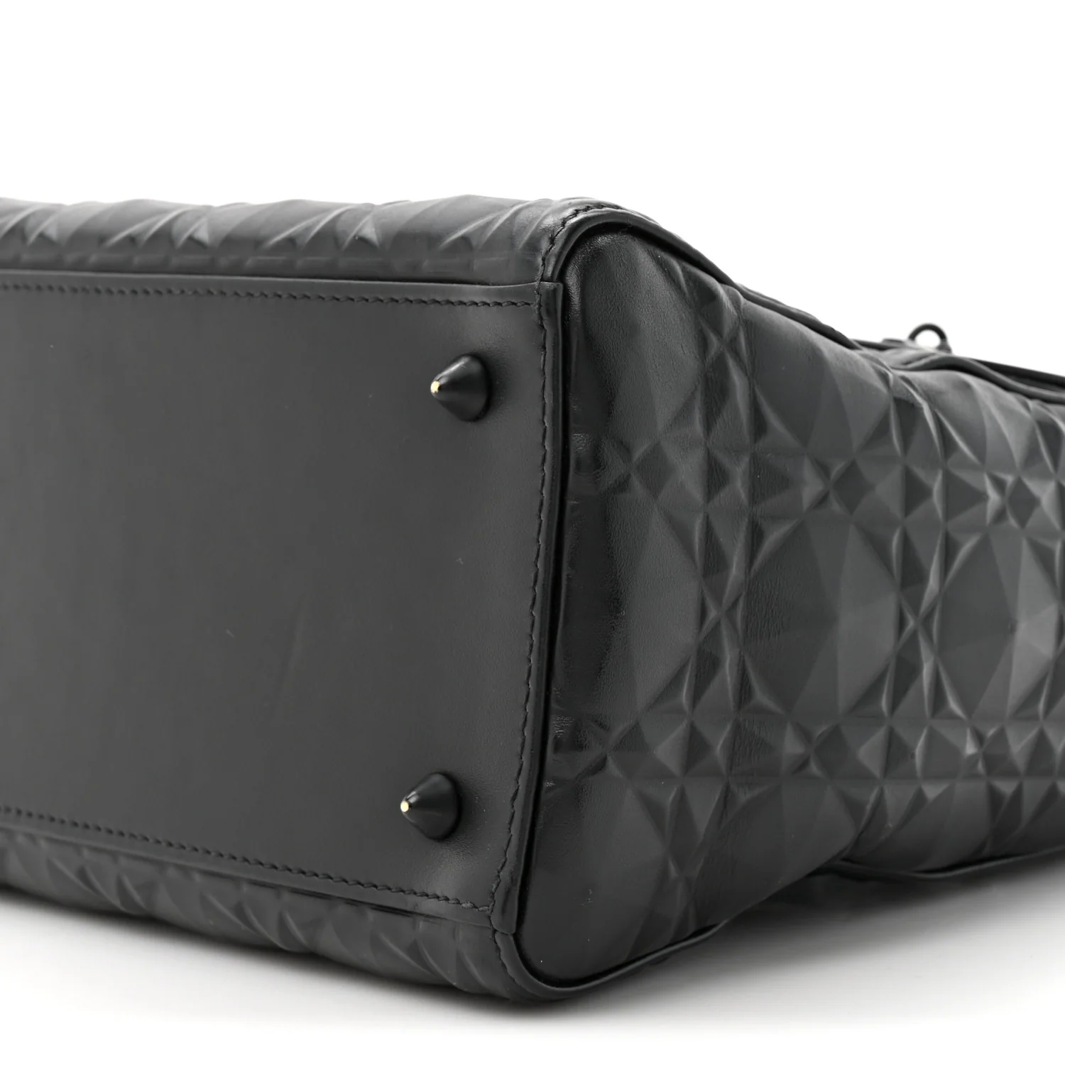 Calfskin Cannage Diamond Cannage Medium Lady Dior Black - Image 9