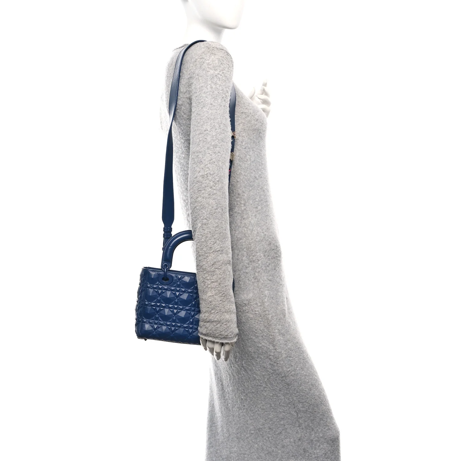 Calfskin Cannage Diamond Small My ABCDior Lady Dior Blue Royale - Image 2