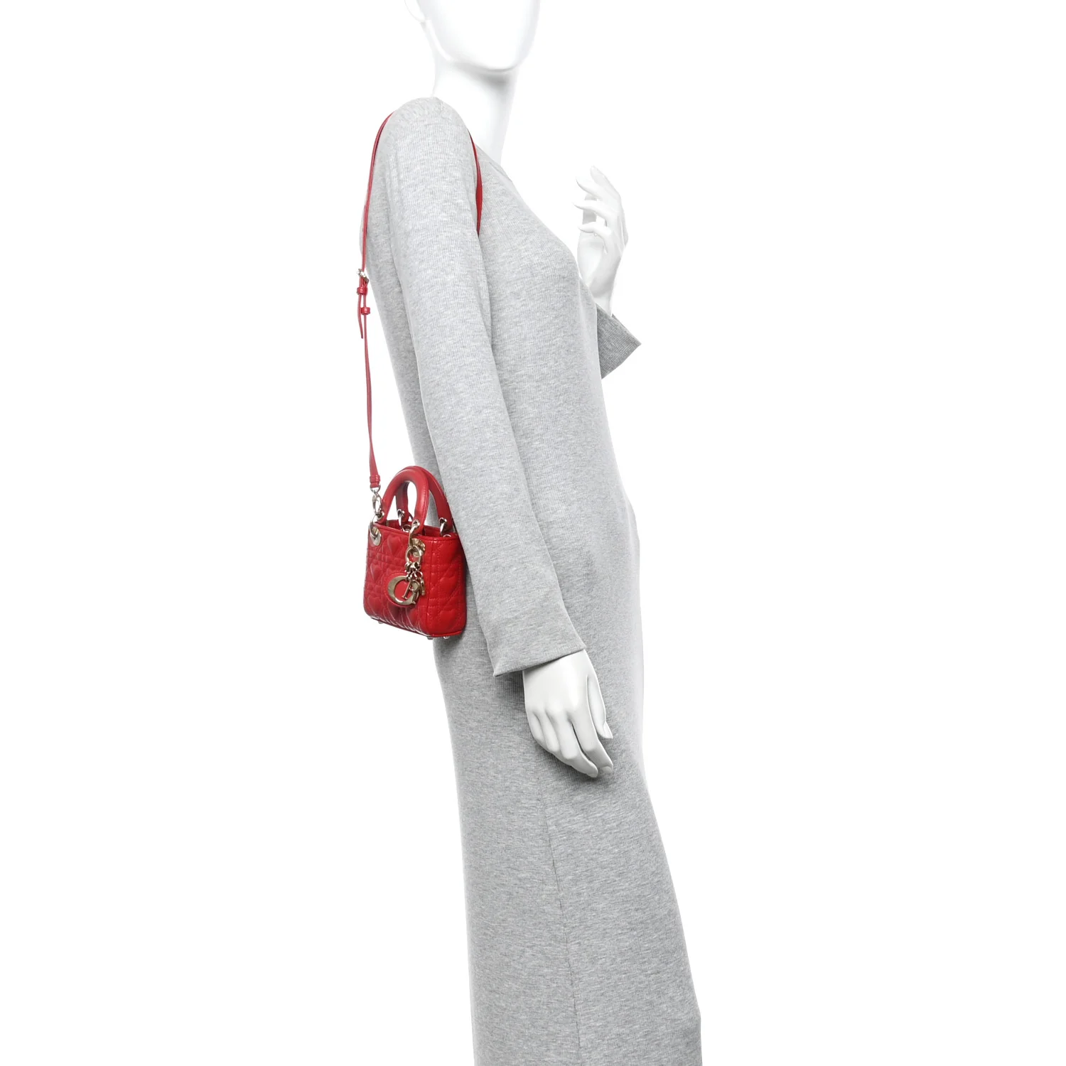 Calfskin Cannage Dioramour Micro Lady Dior Bright Red - Image 2