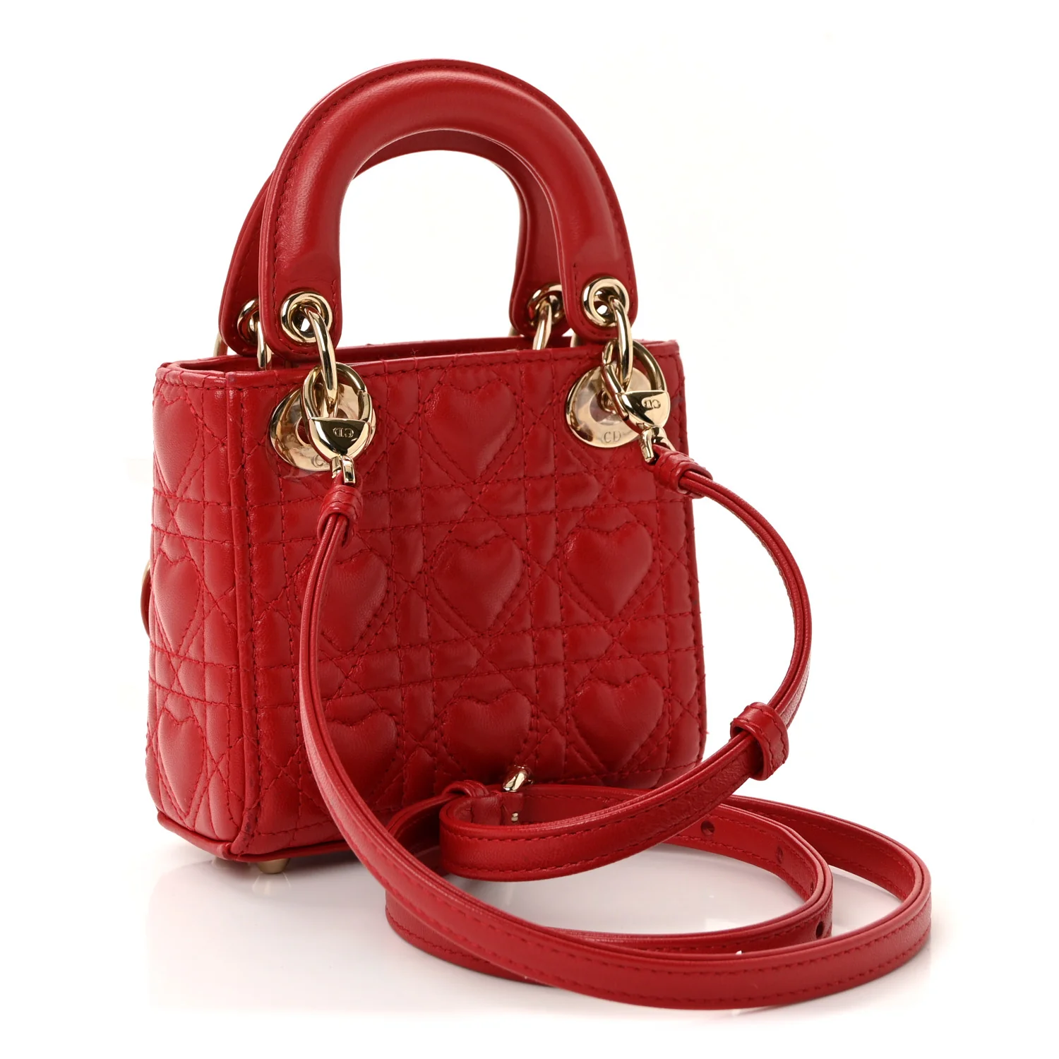 Calfskin Cannage Dioramour Micro Lady Dior Bright Red - Image 3