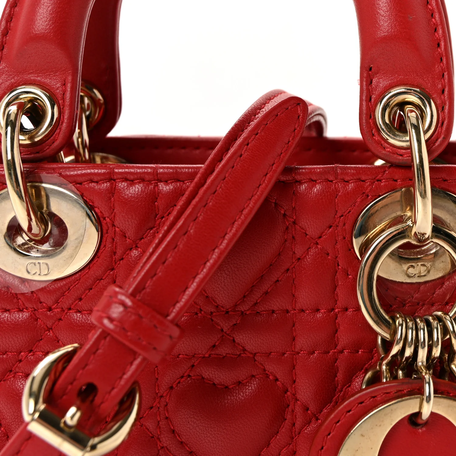 Calfskin Cannage Dioramour Micro Lady Dior Bright Red - Image 7