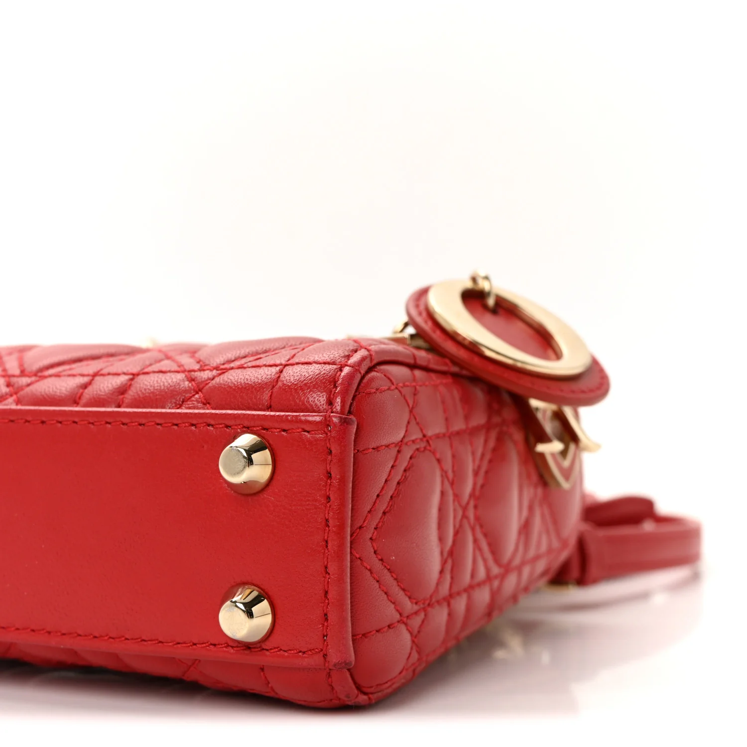 Calfskin Cannage Dioramour Micro Lady Dior Bright Red - Image 9
