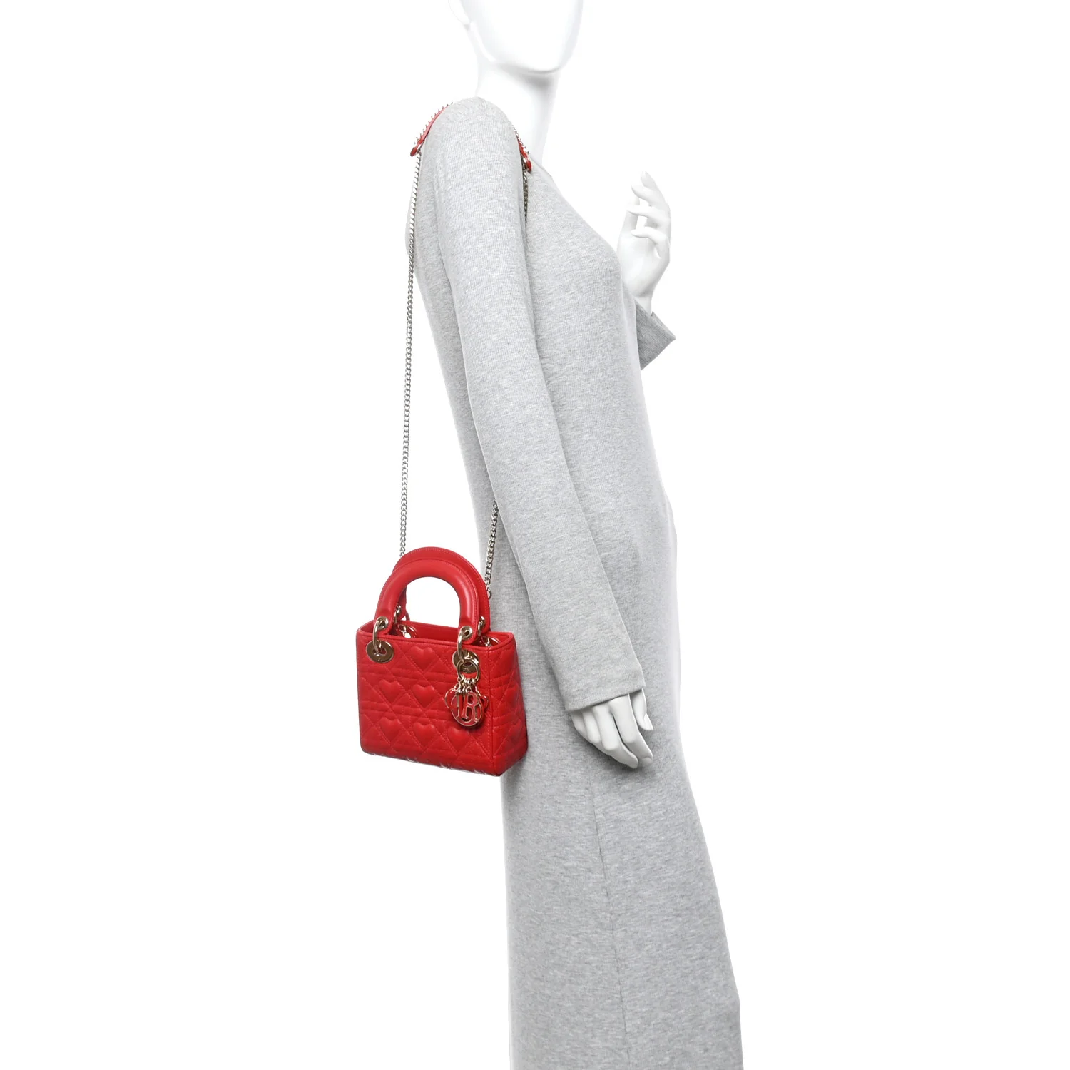 Calfskin Cannage Dioramour Mini Lady Dior Bag Bright Red - Image 2