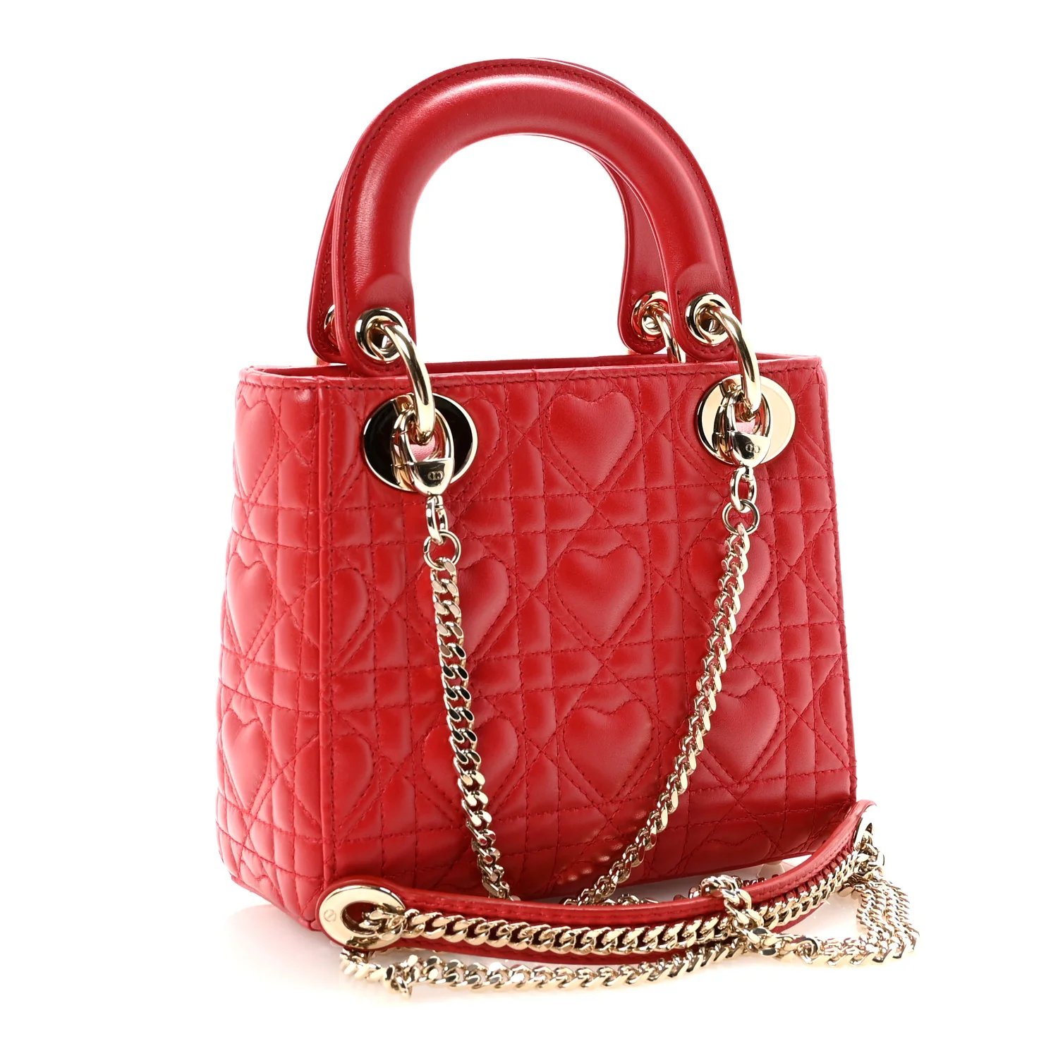 Calfskin Cannage Dioramour Mini Lady Dior Bag Bright Red - Image 3