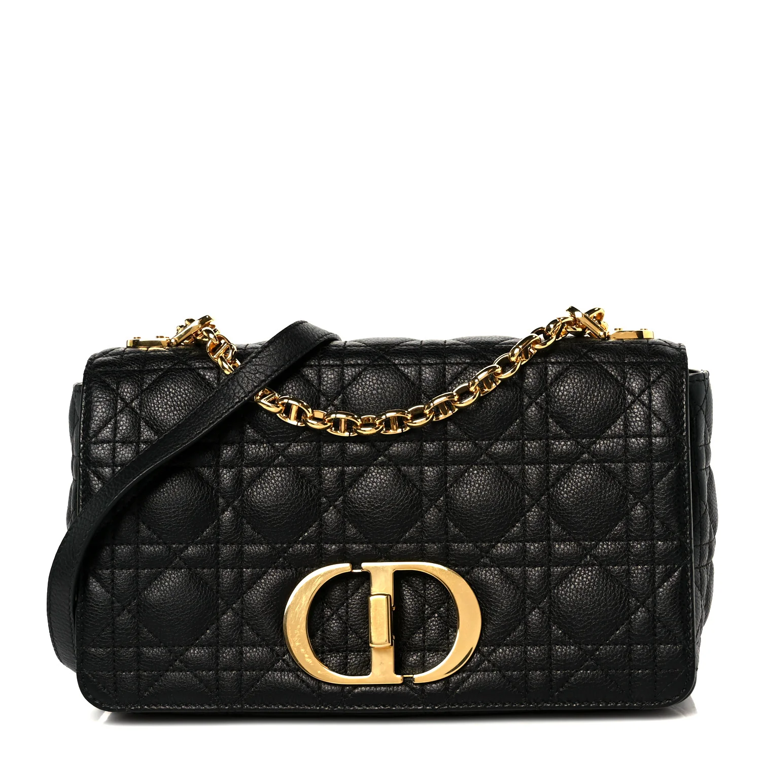 Calfskin Cannage Medium Caro Bag Black
