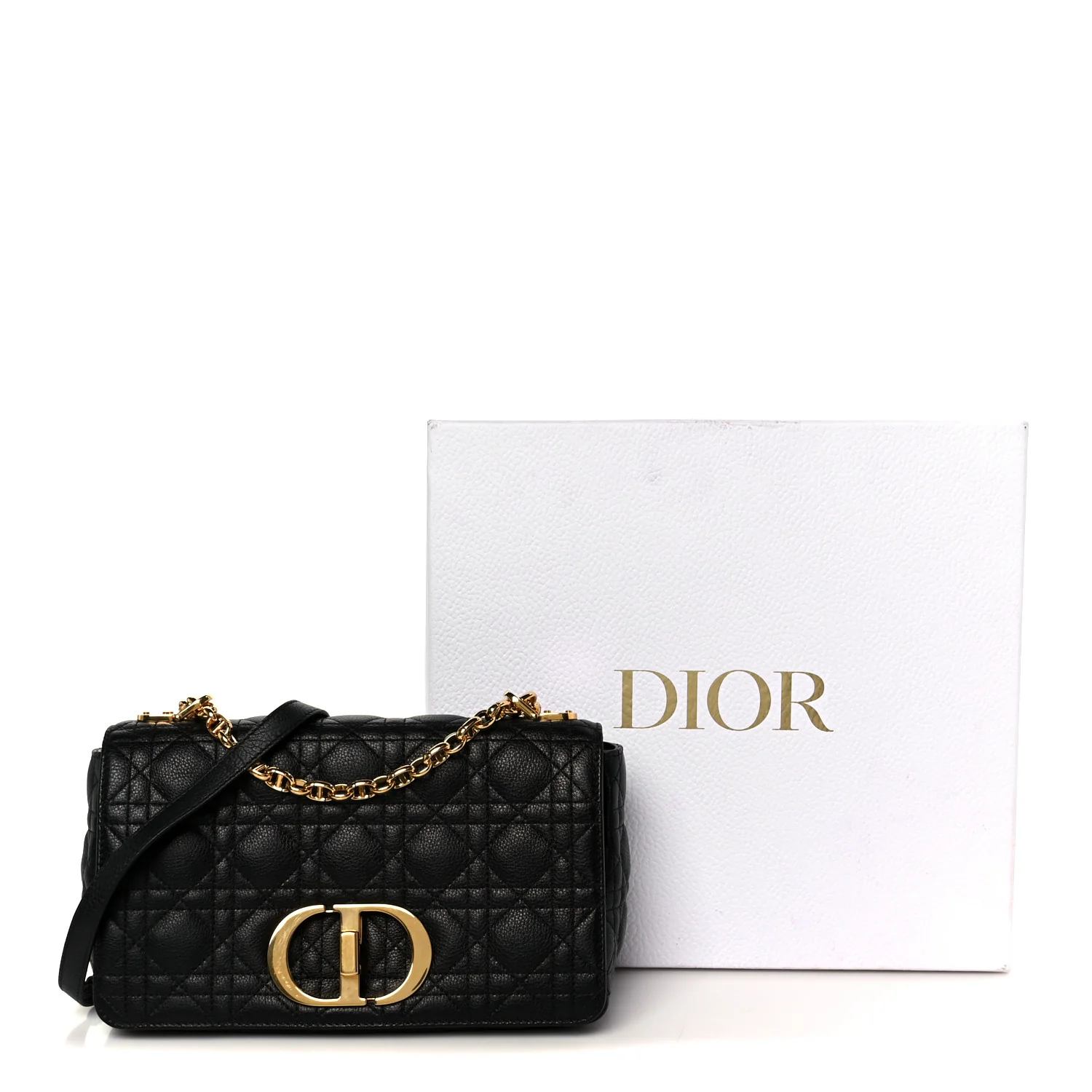 Calfskin Cannage Medium Caro Bag Black - Image 11