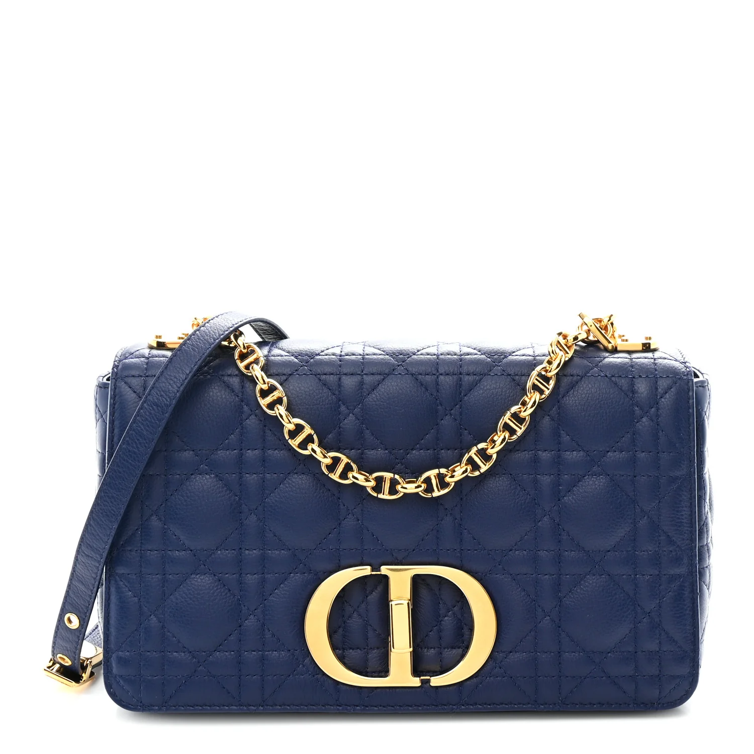 Calfskin Cannage Medium Caro Bag Royal Blue