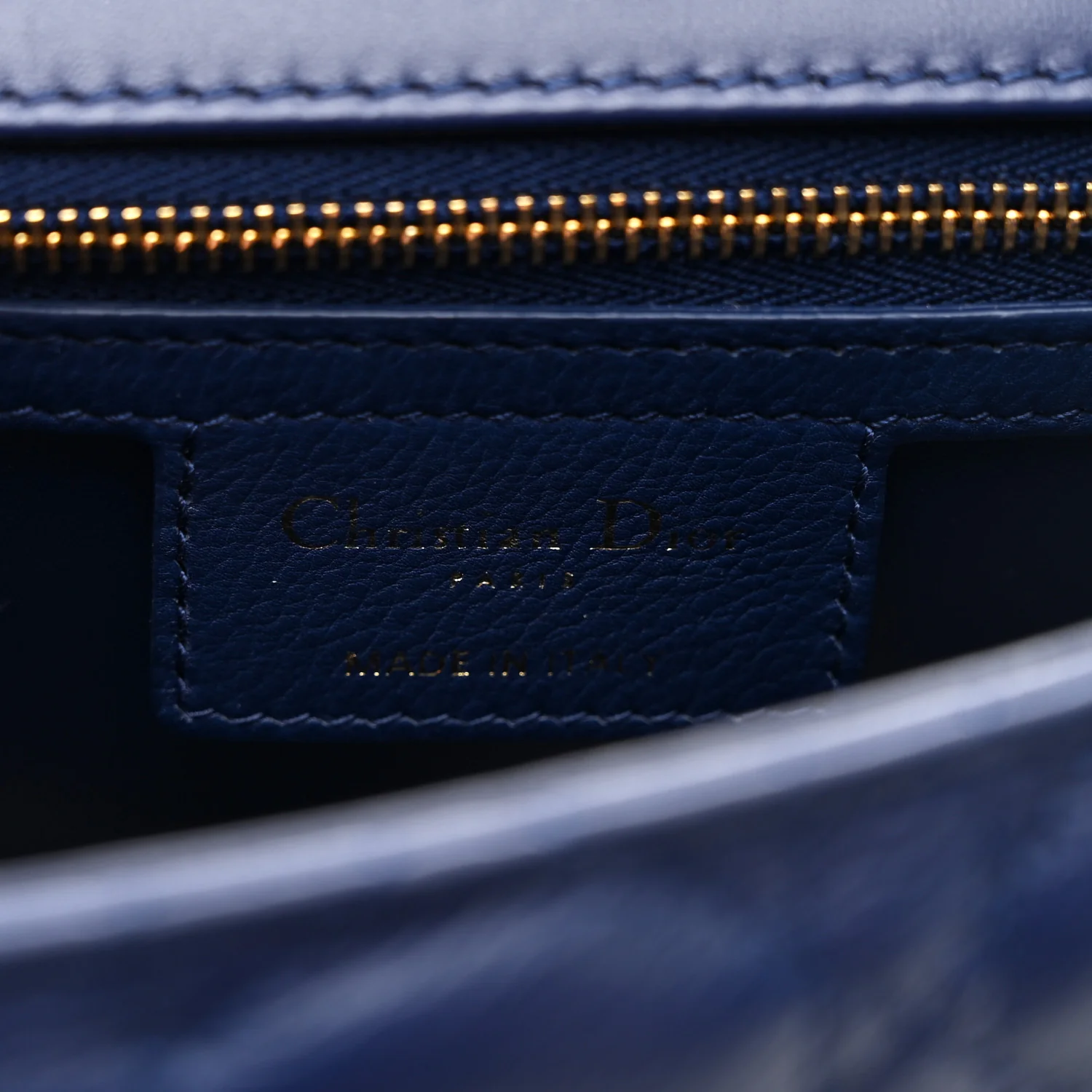 Calfskin Cannage Medium Caro Bag Royal Blue - Image 10