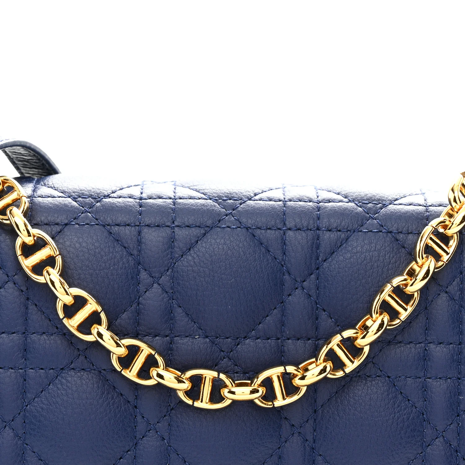 Calfskin Cannage Medium Caro Bag Royal Blue - Image 15