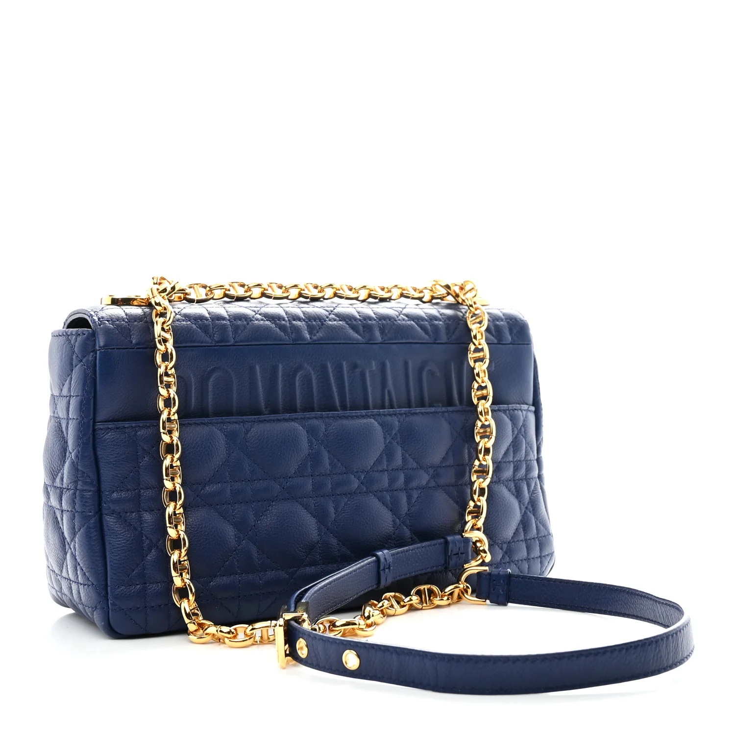 Calfskin Cannage Medium Caro Bag Royal Blue - Image 4