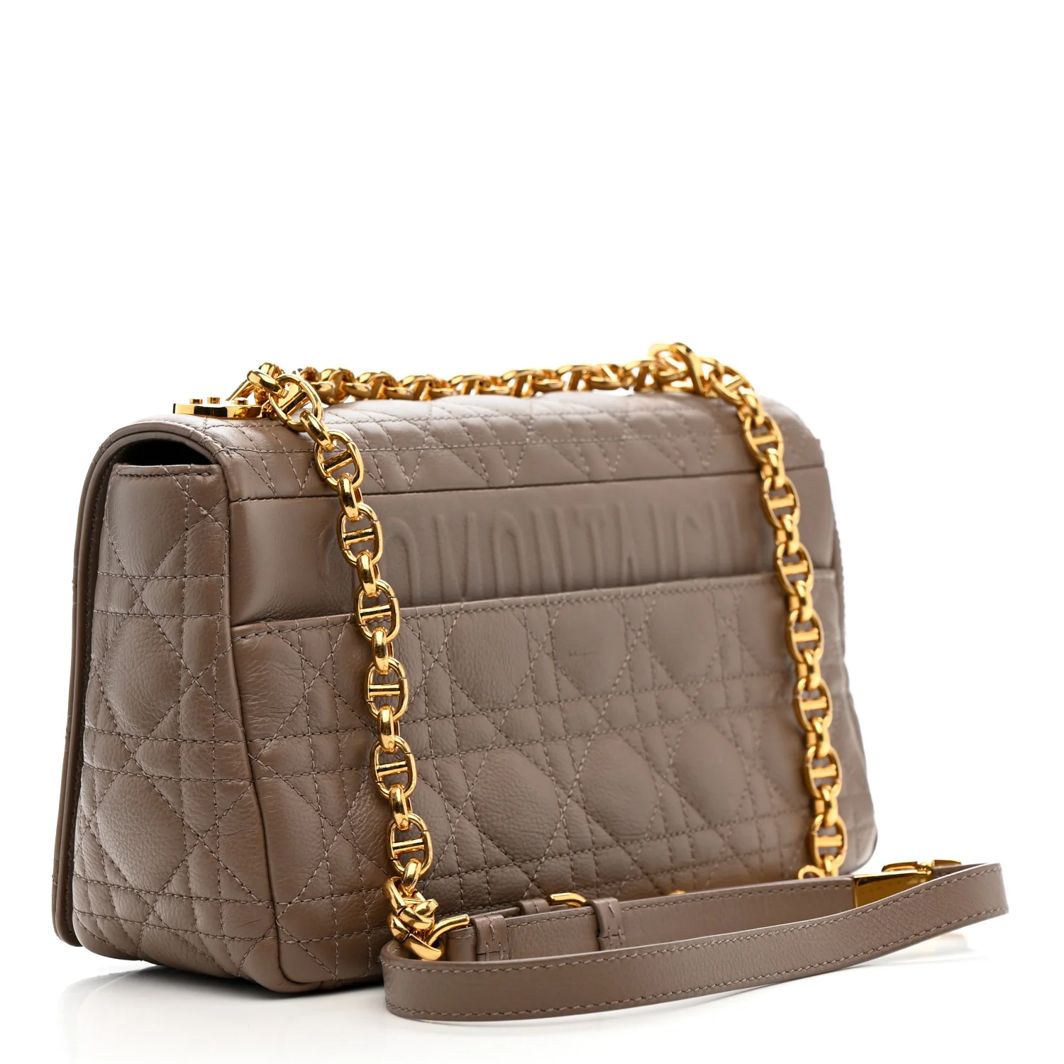 Calfskin Cannage Medium Caro Bag Taupe - Image 3