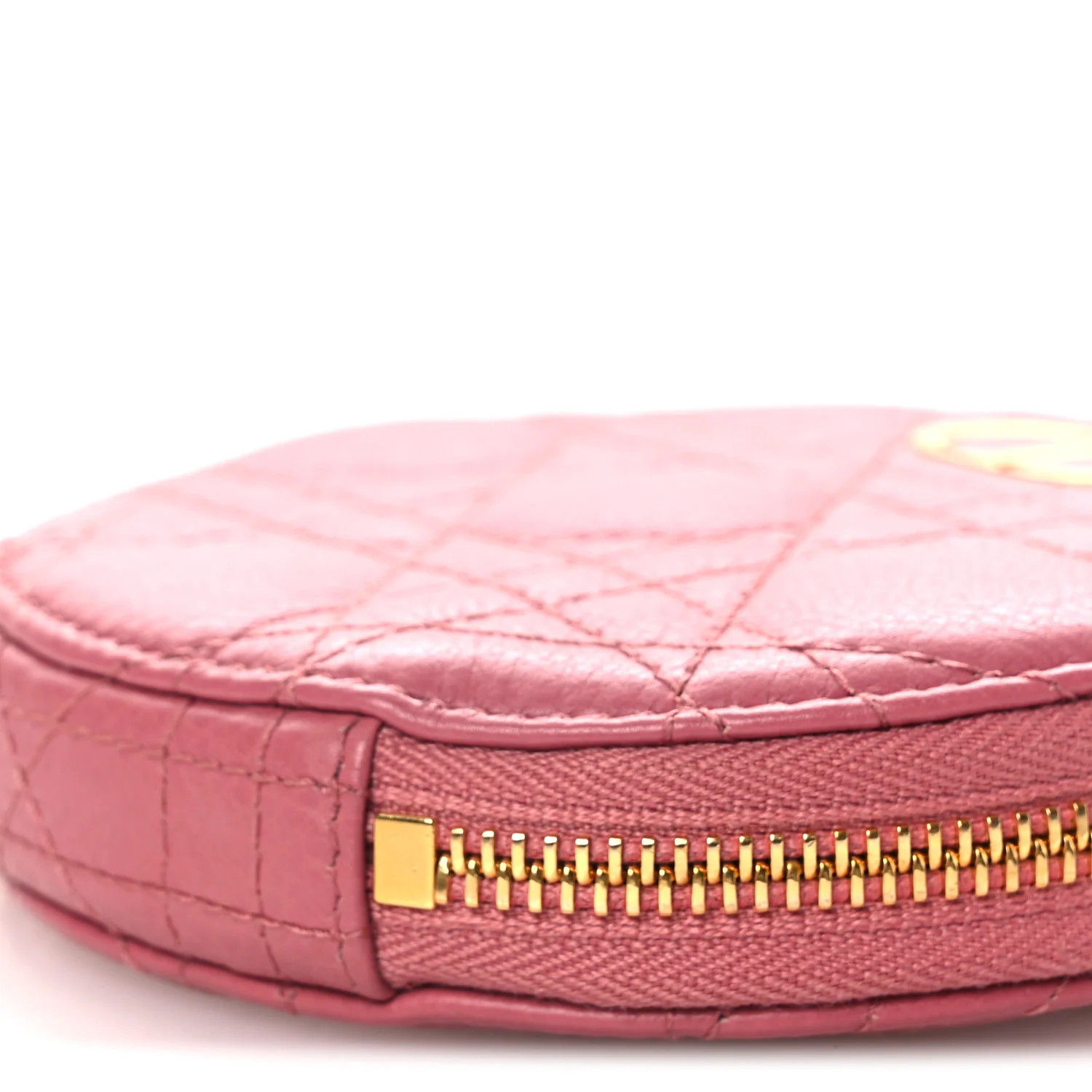 Calfskin Cannage Round Caro Pouch Pink Yarrow - Image 19