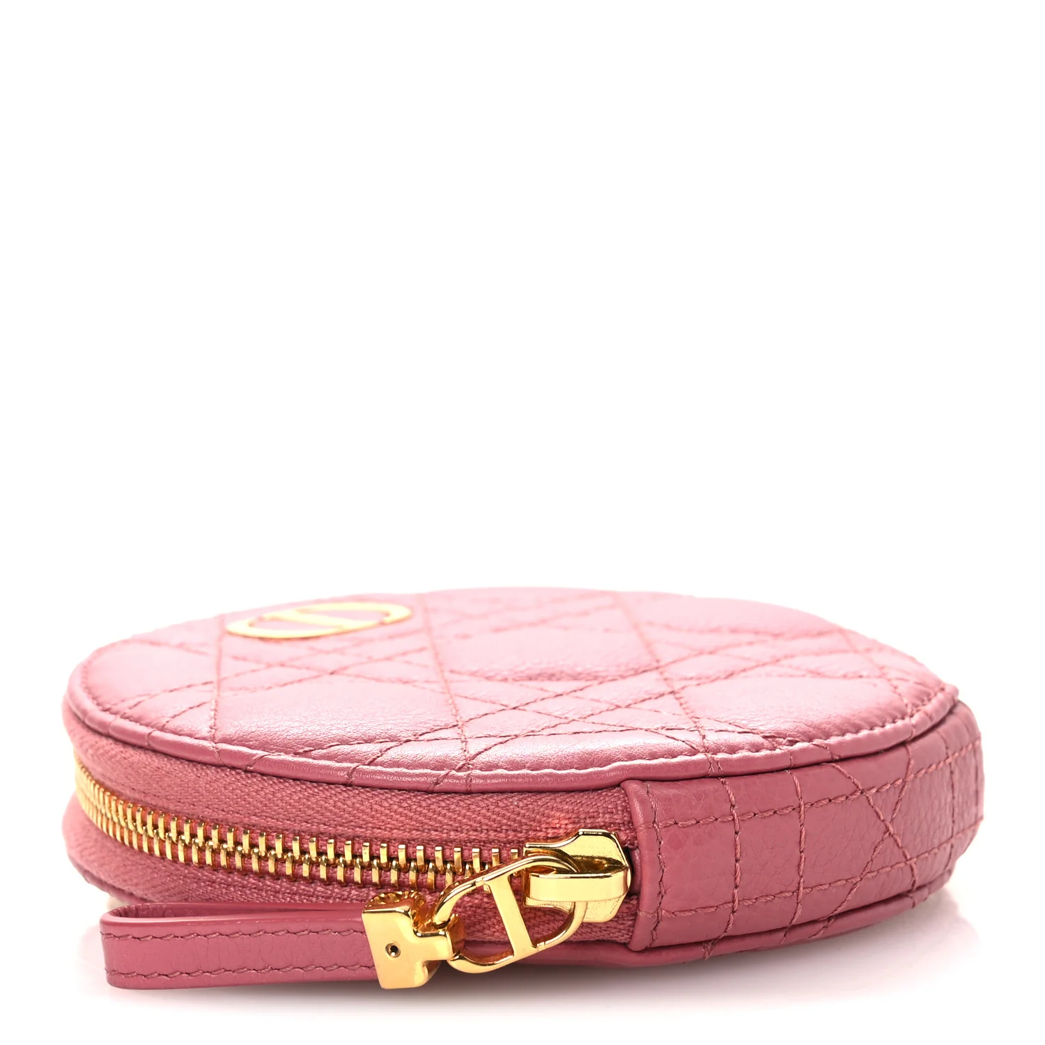Calfskin Cannage Round Caro Pouch Pink Yarrow - Image 7