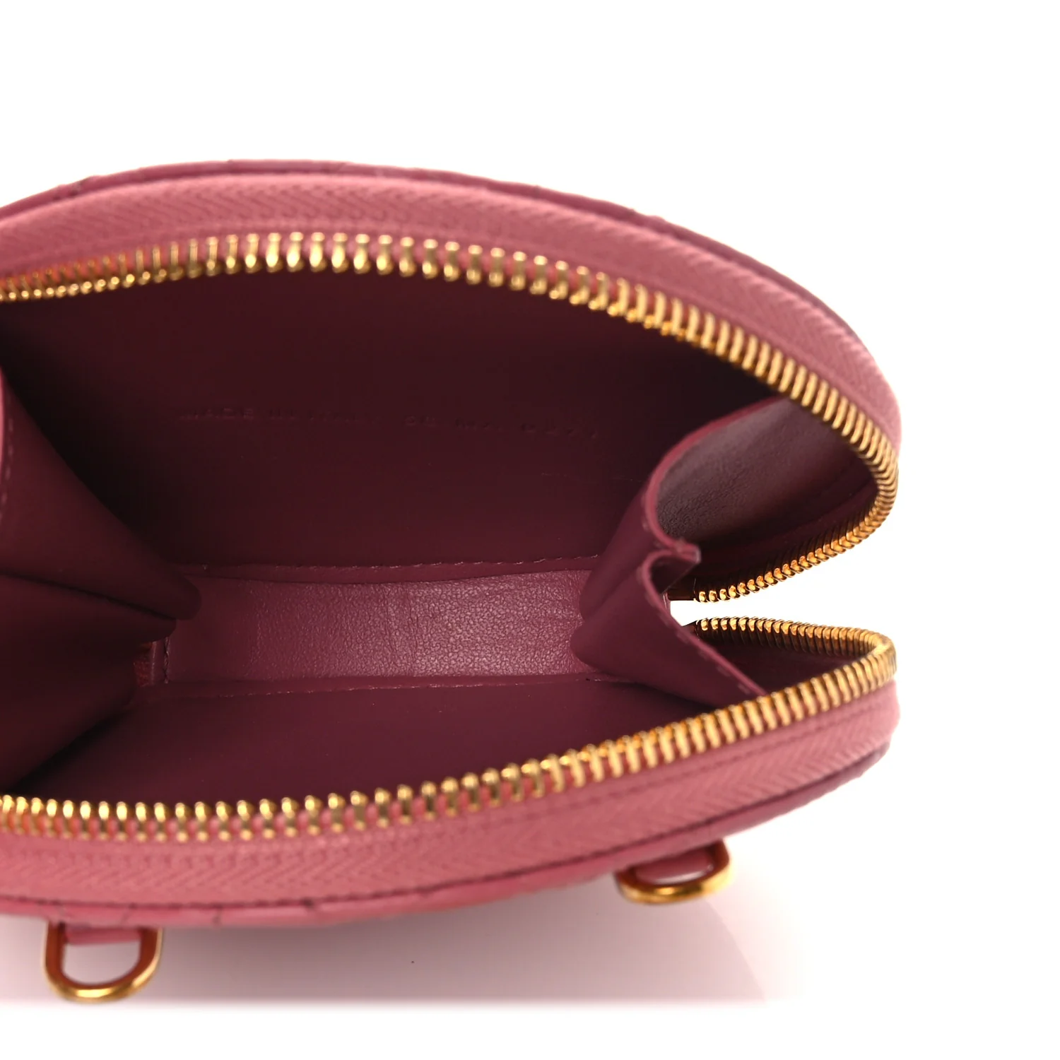 Calfskin Cannage Round Caro Pouch Pink Yarrow - Image 9