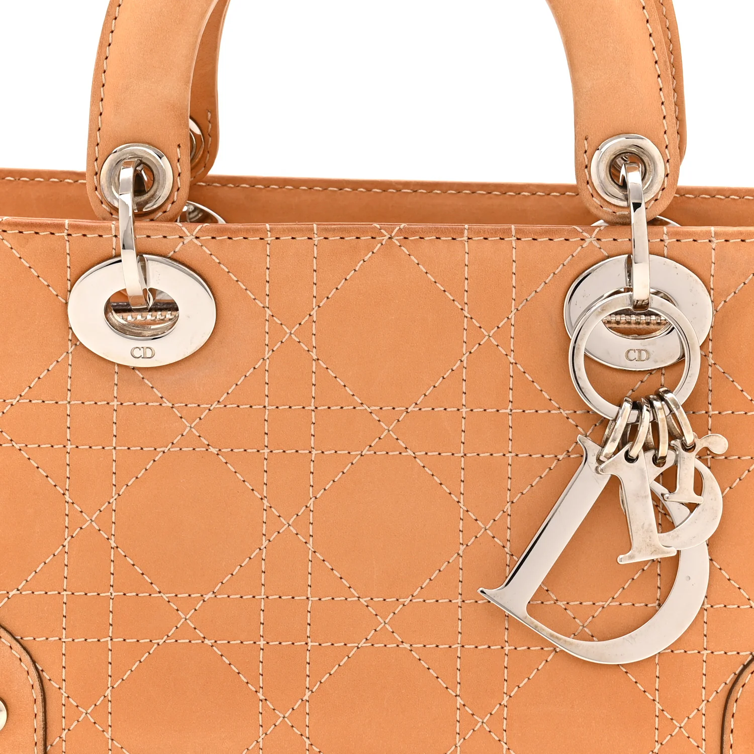 Calfskin Cannage Stitched Small East West Lady Dior Camel - Image 8